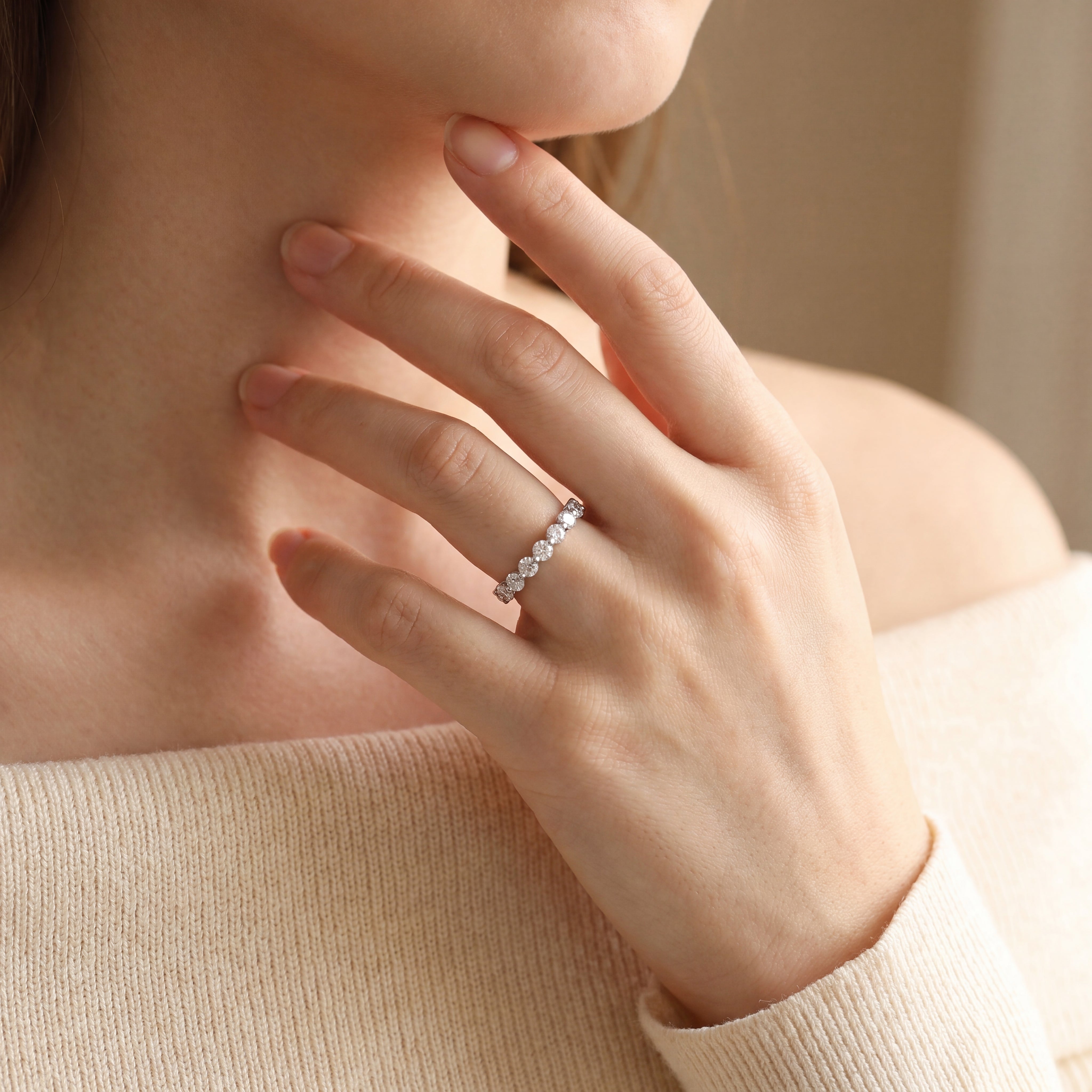 Jessica - Round Brilliant Diamond Half-Eternity Wedding Band