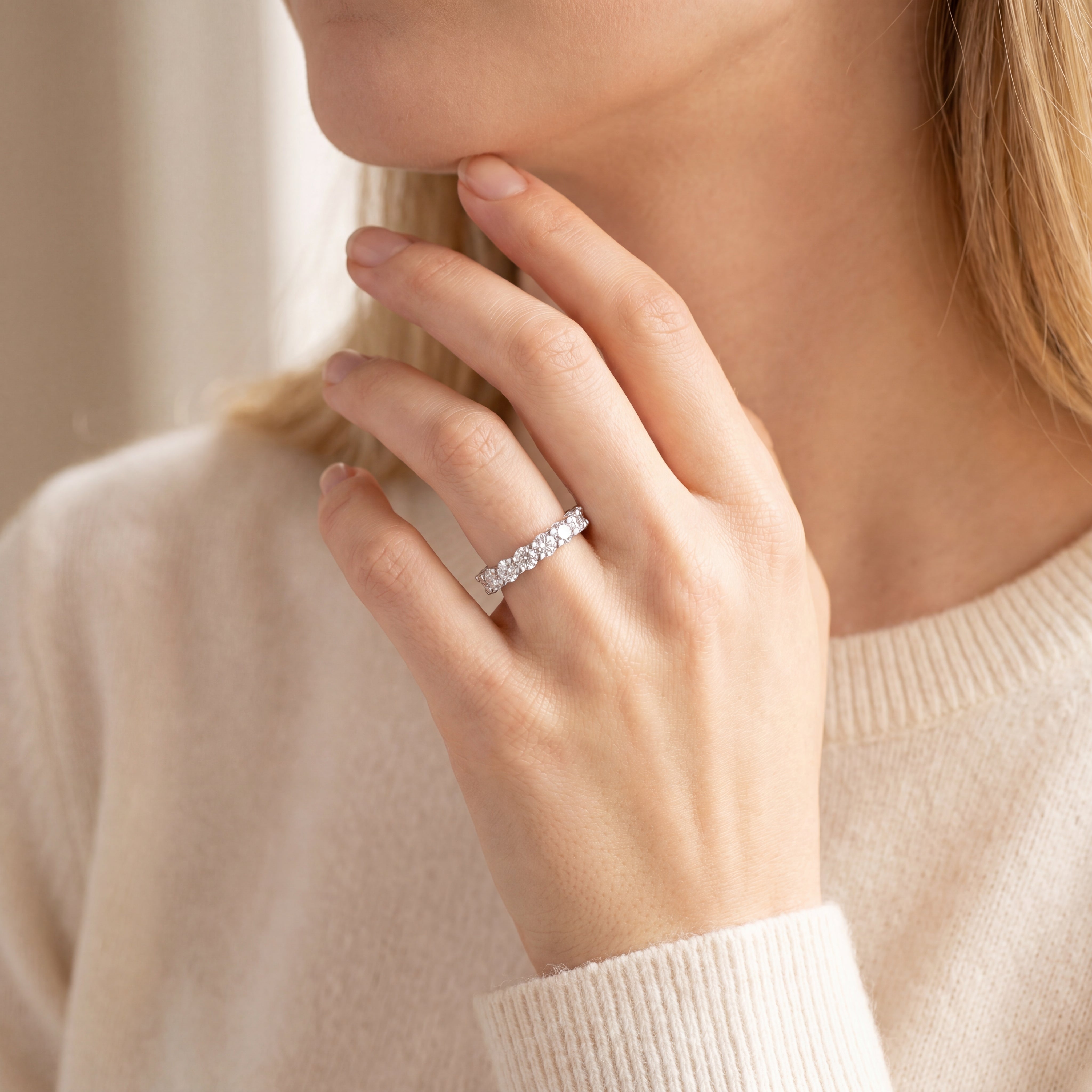 Jasmine- Round Brilliant Cut Half-Eternity Band Ring