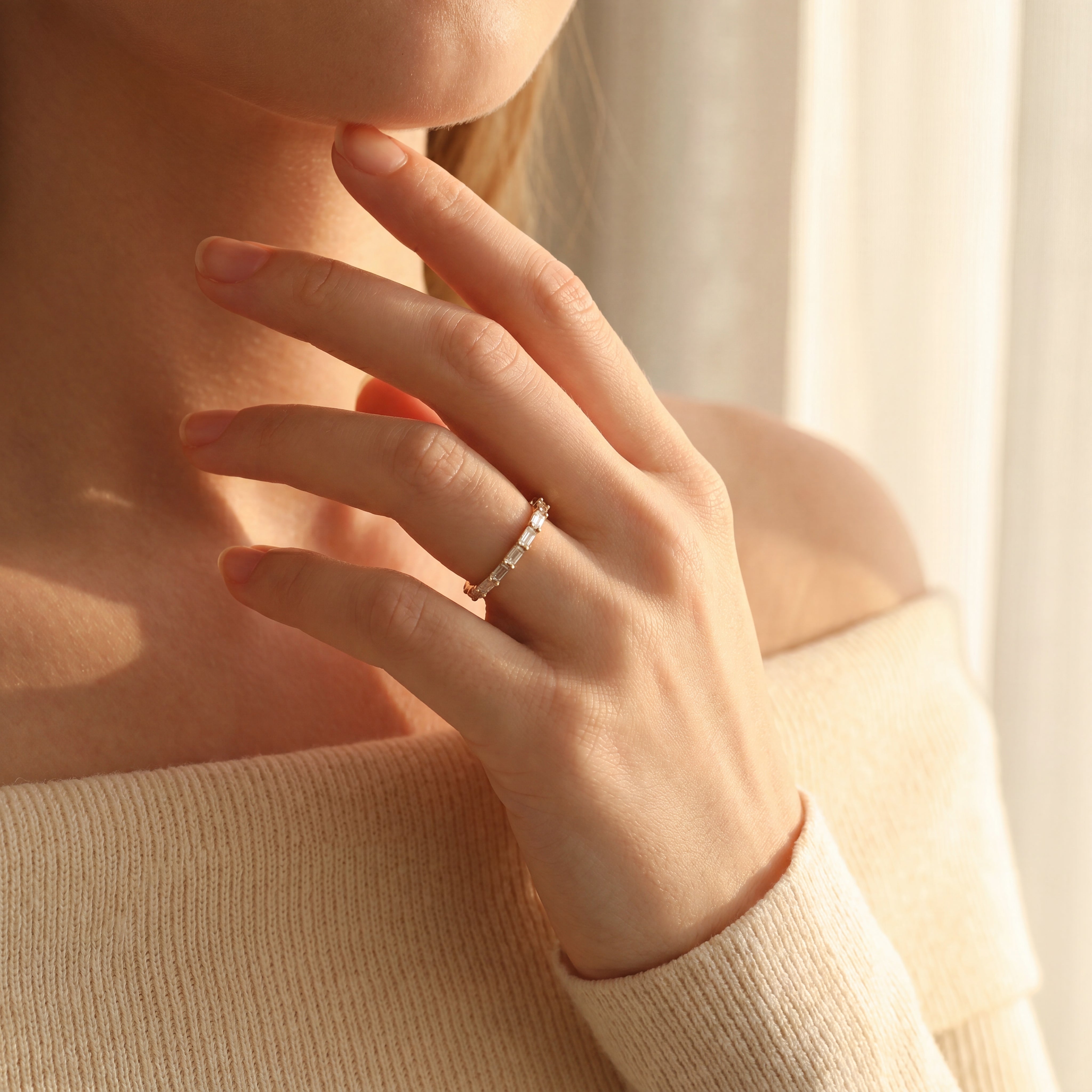 Sherine- Baguette Cut Claw Set Diamond Band