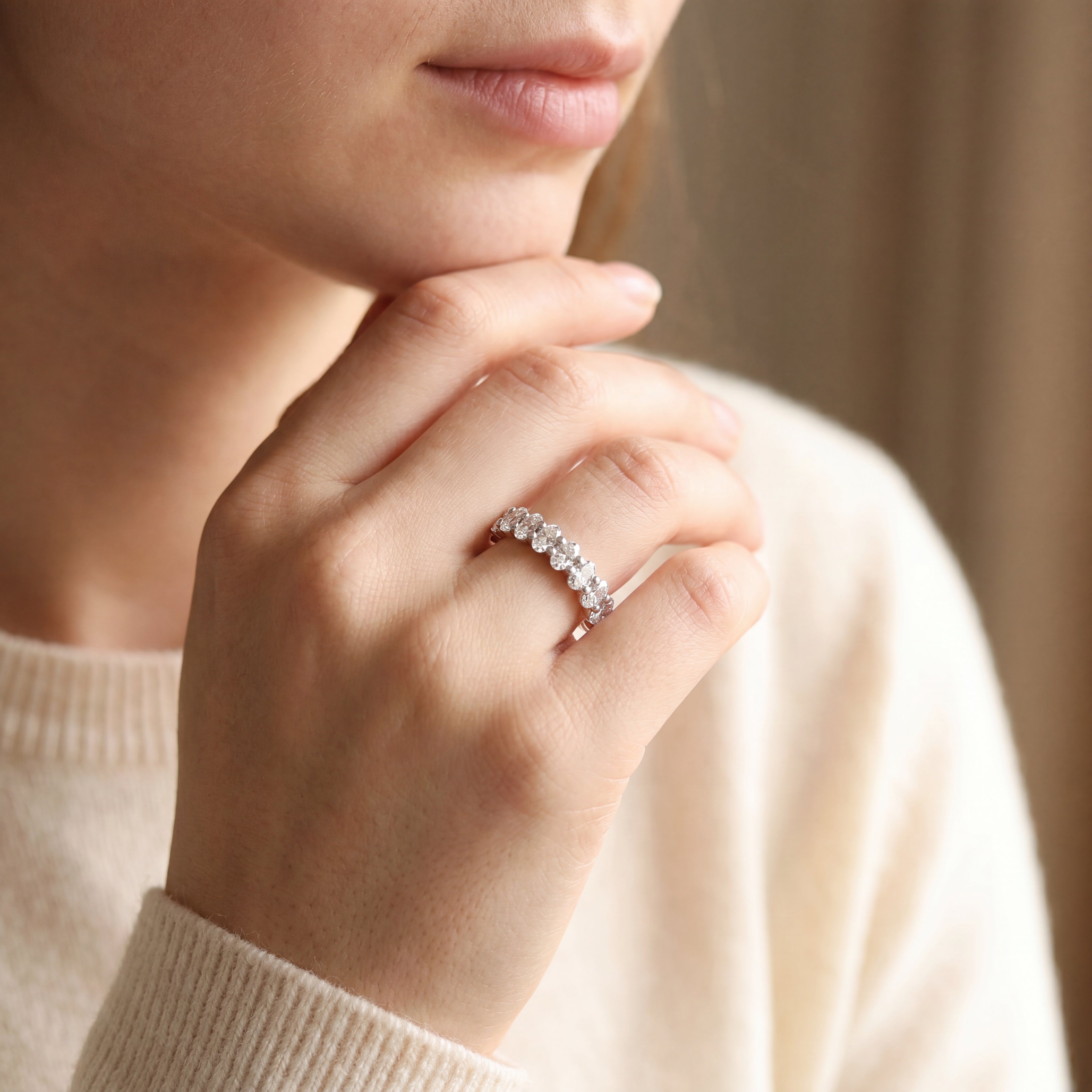 Brooke - Oval Diamond Half-Eternity Band