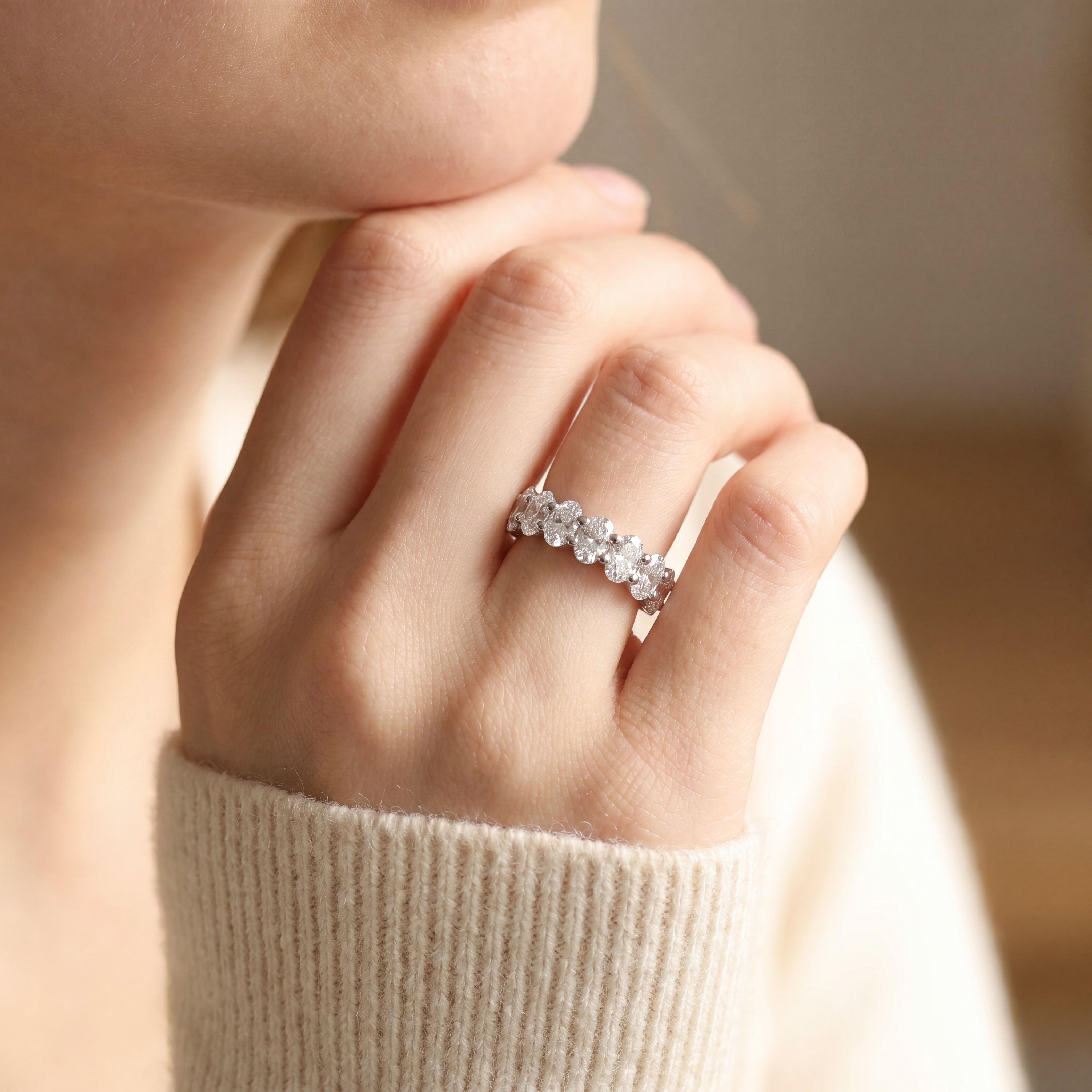 Kayla - Oval Diamond Shared-Prong Eternity Ring