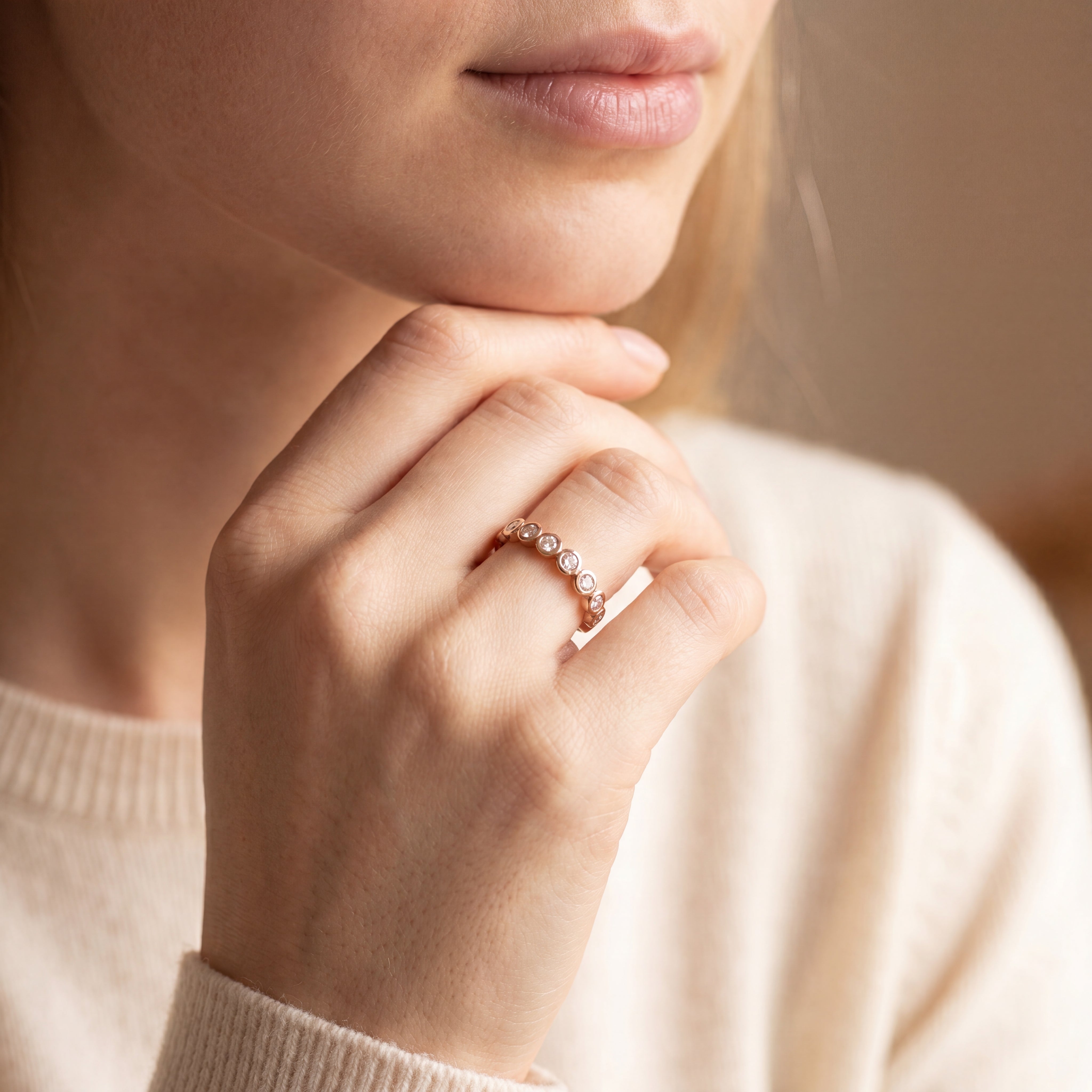 Catherine - Round Brilliant Diamond Bezel Set Eternity Ring