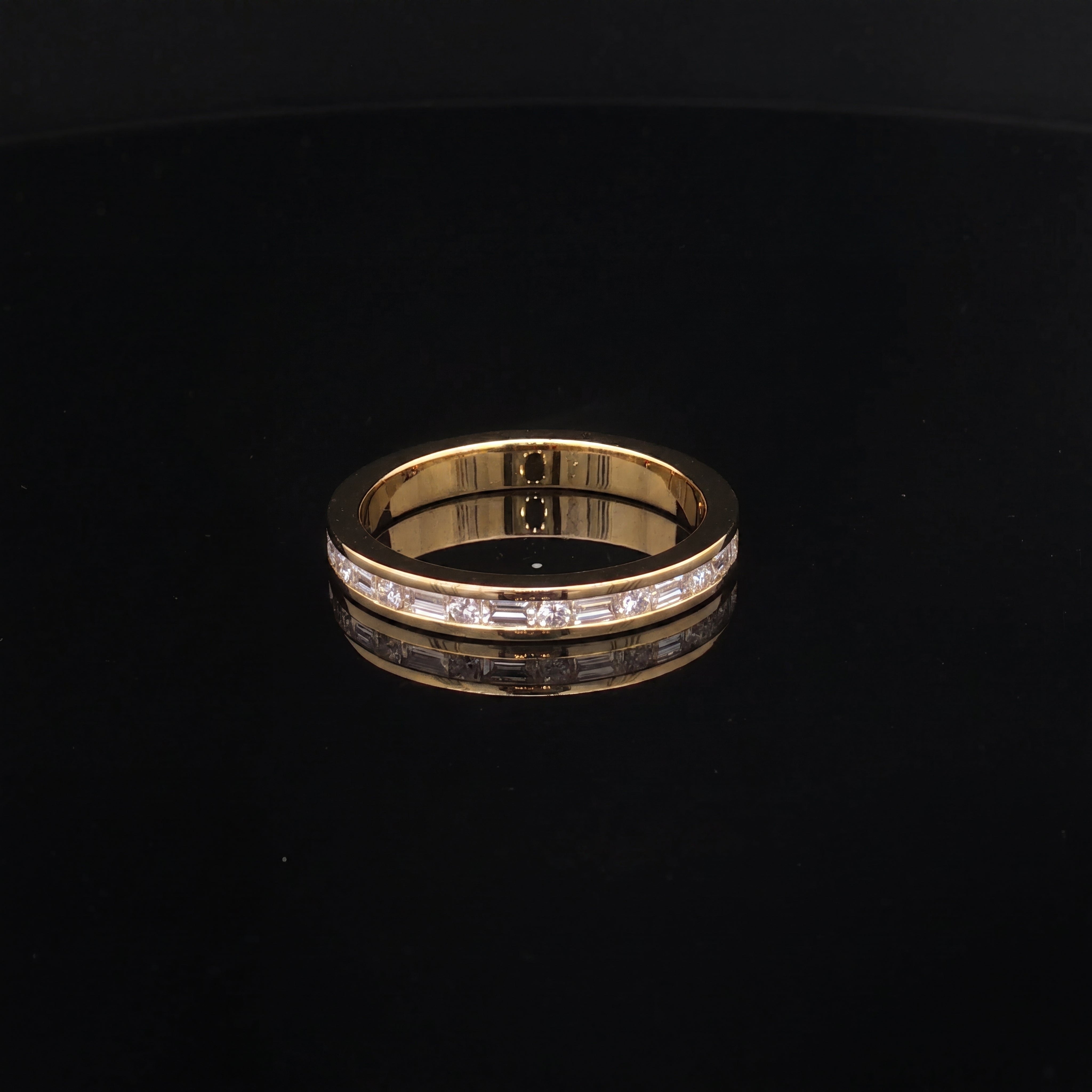 Alexandra - Alternating Baguette and Princess-Cut Diamond Channel-Channel Eternity Ring