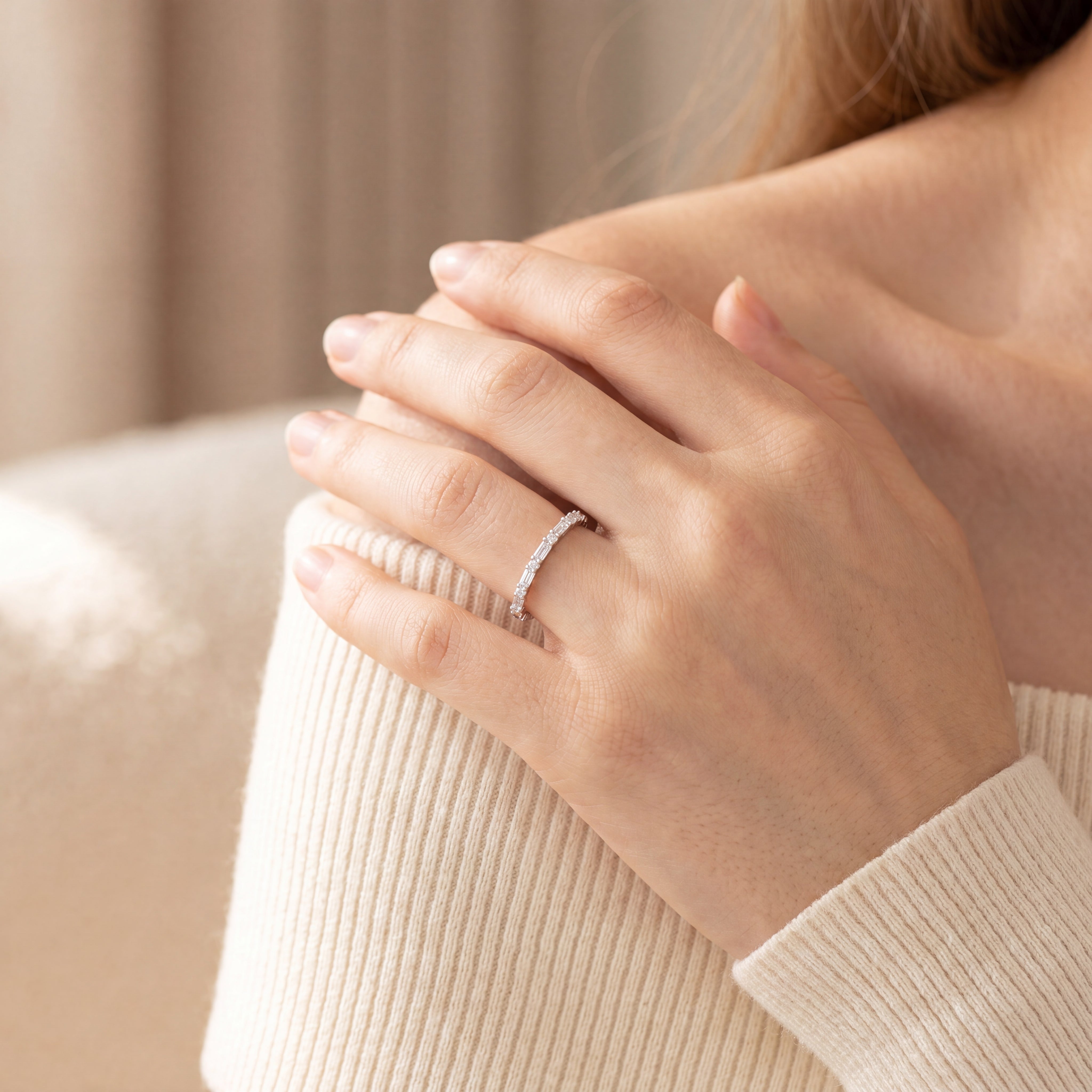 Courtney - Alternating Baguette and Round Brilliant Diamond Band