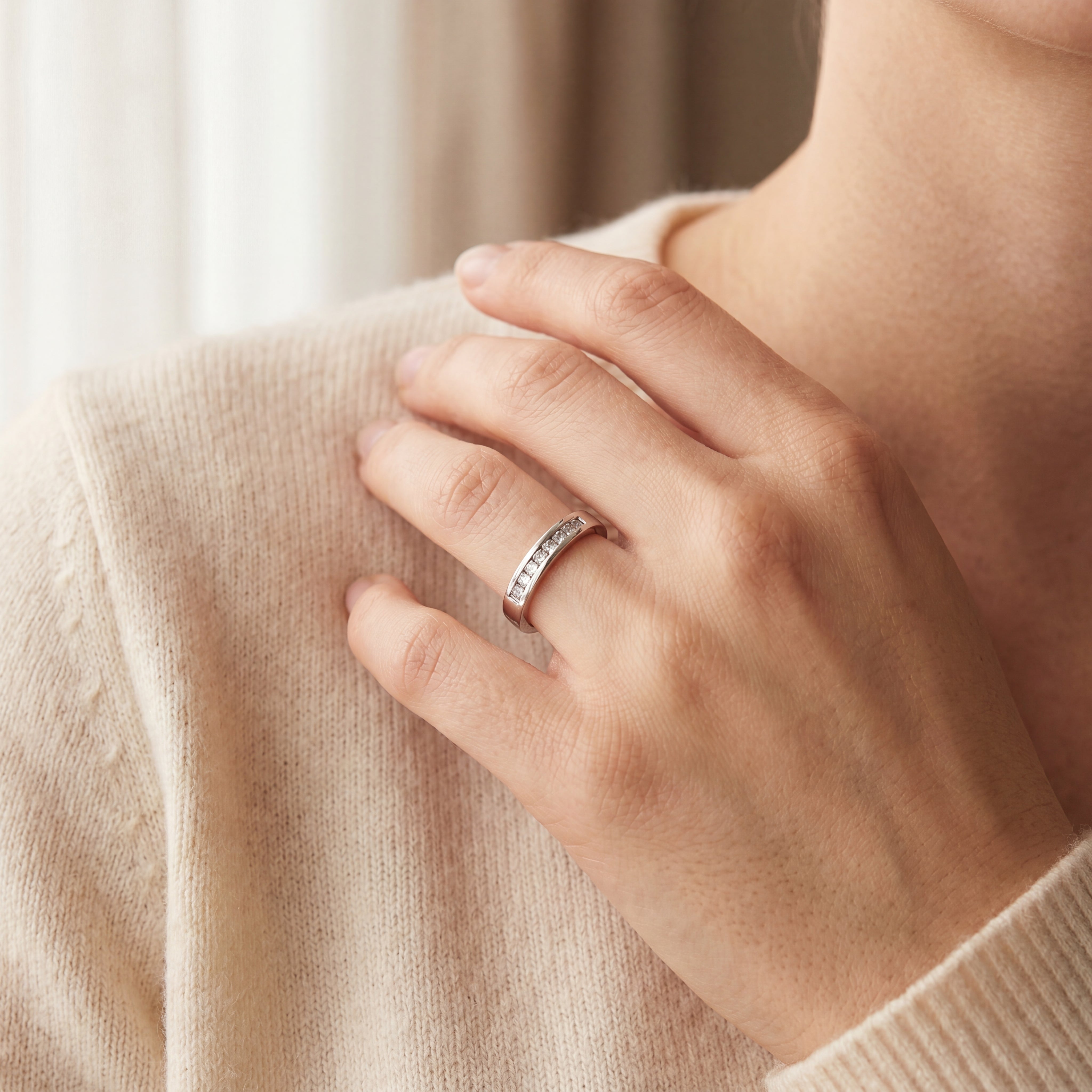 Natalia- Princess Cut Channel Set Diamond Band