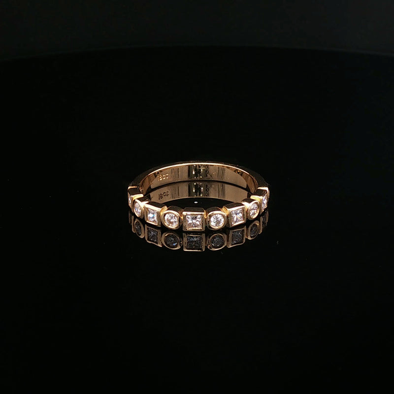 Alannah - Princess and Round Bezel Set Diamond Band