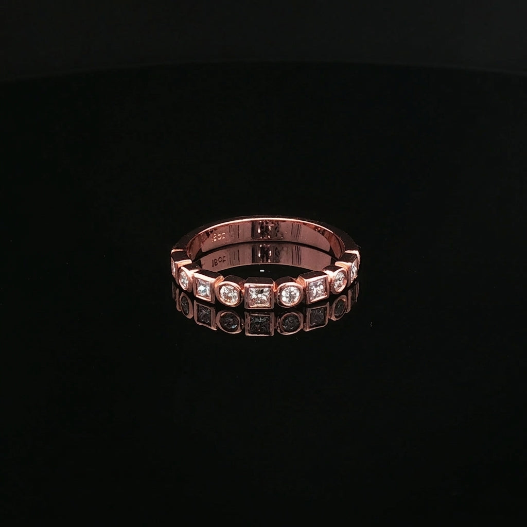 Alannah - Princess and Round Bezel Set Diamond Band