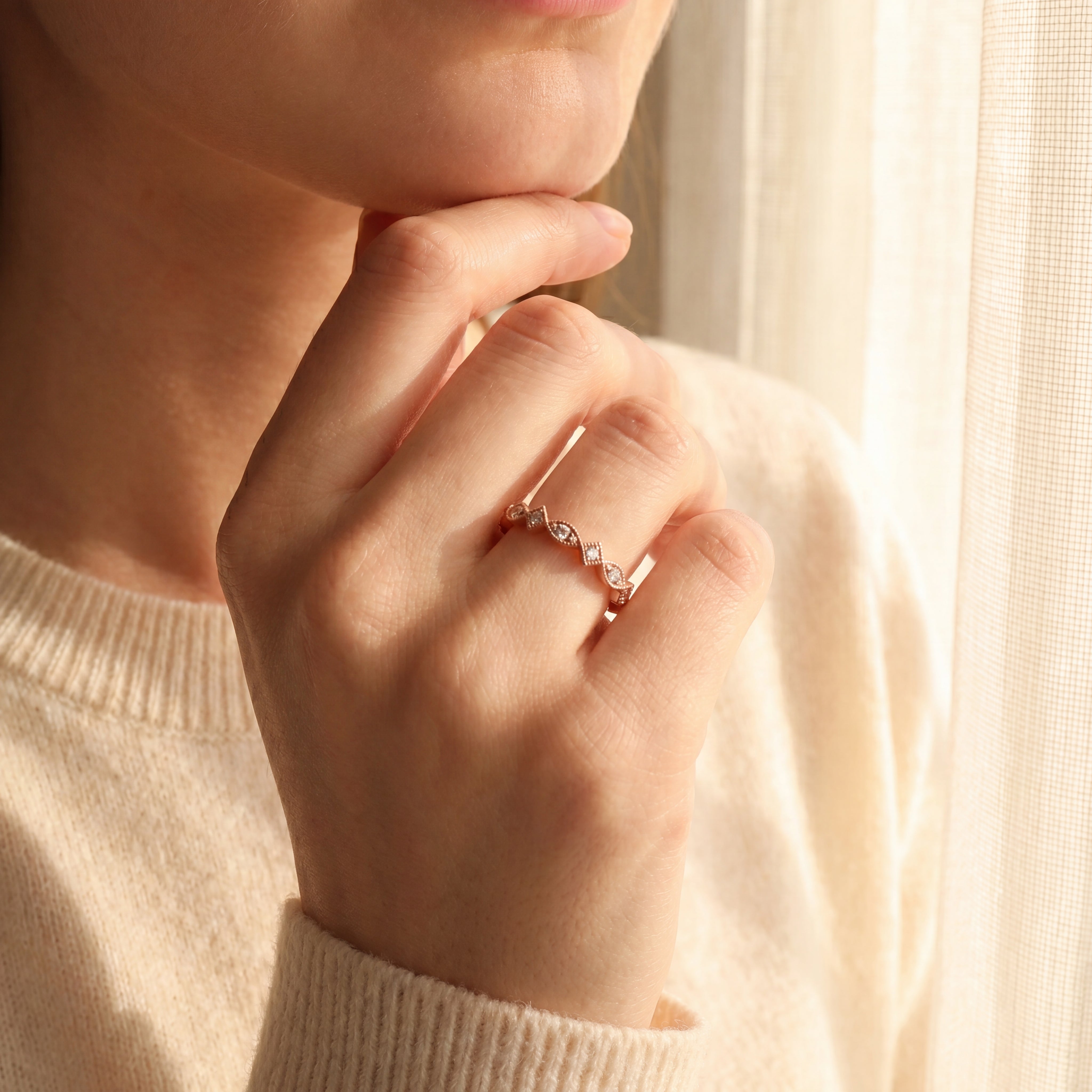 Sydney - Vintage-Inspired Diamond Marquise and Kite Eternity Band