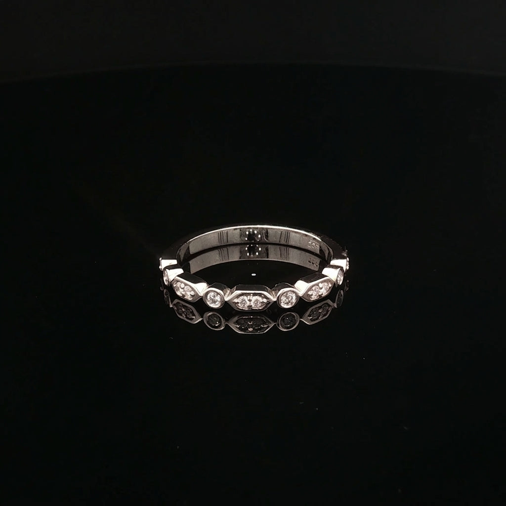 Francesca - Round Diamond Bezel and Bead Set Diamond Band