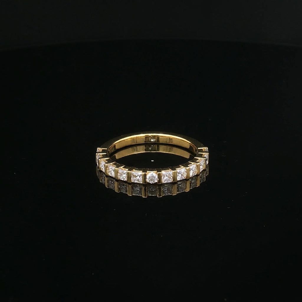 Cleo - Round and Princess Cut Diamond Band