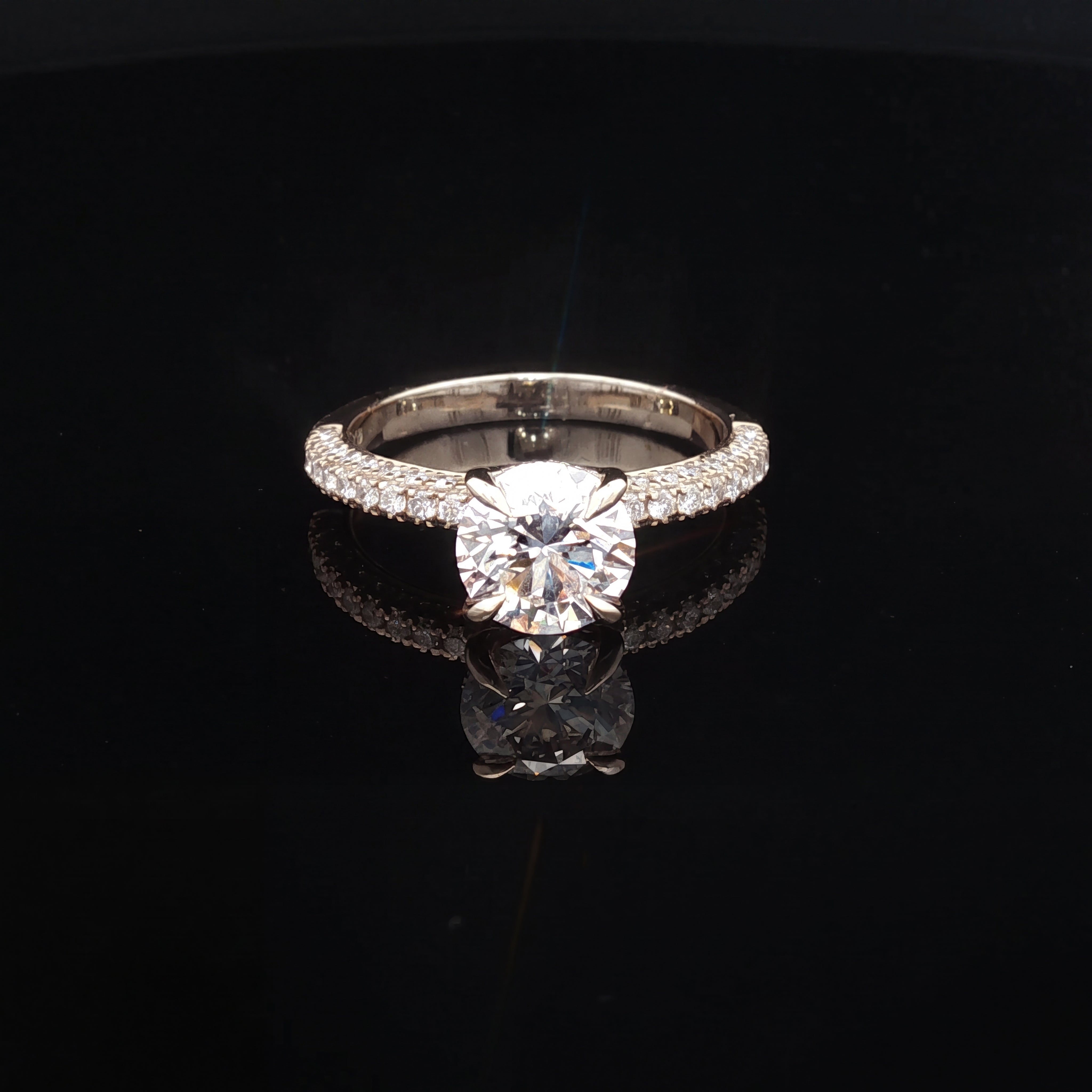 Verona -  Round Diamond Pavé Engagement Ring