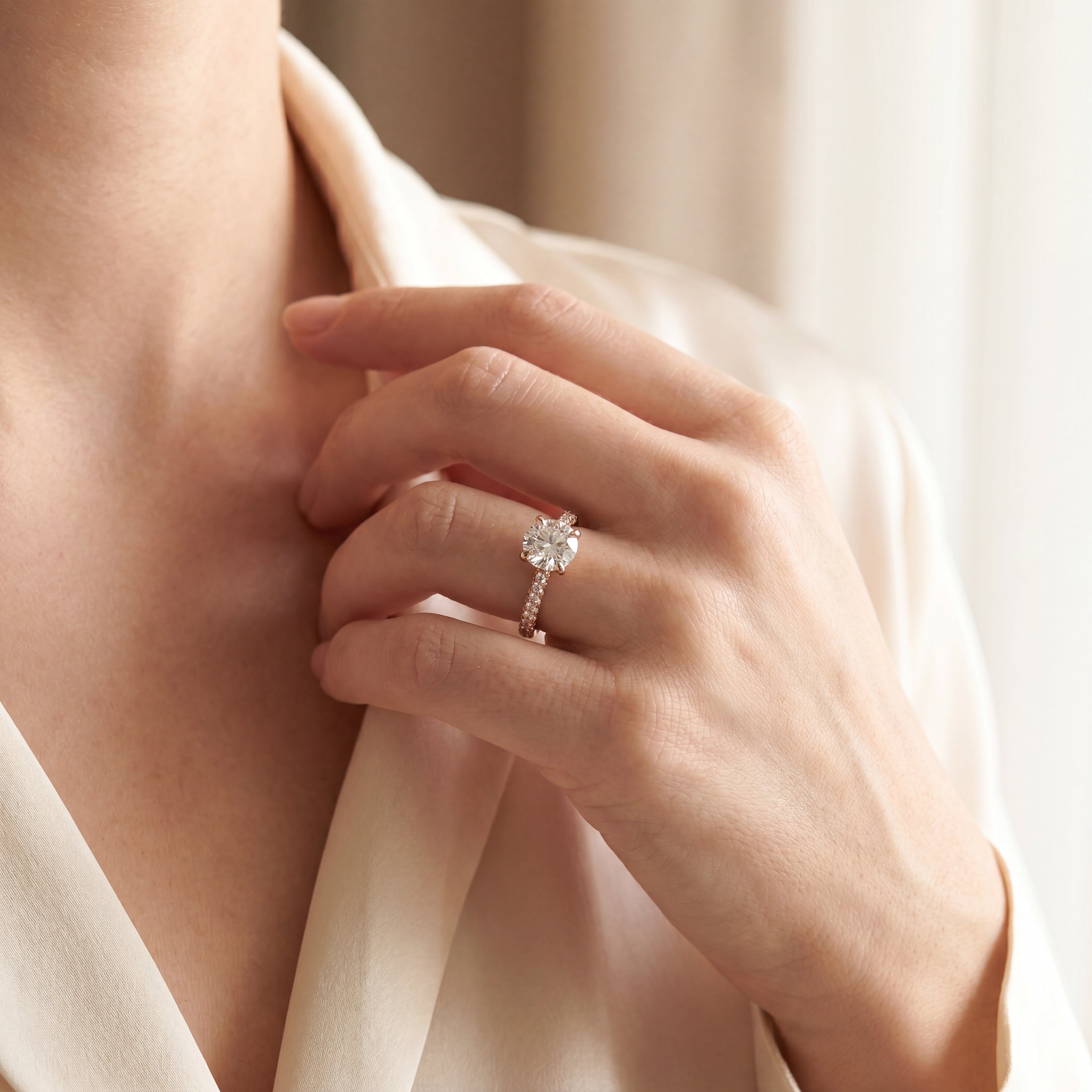 Verona -  Round Diamond Pavé Engagement Ring