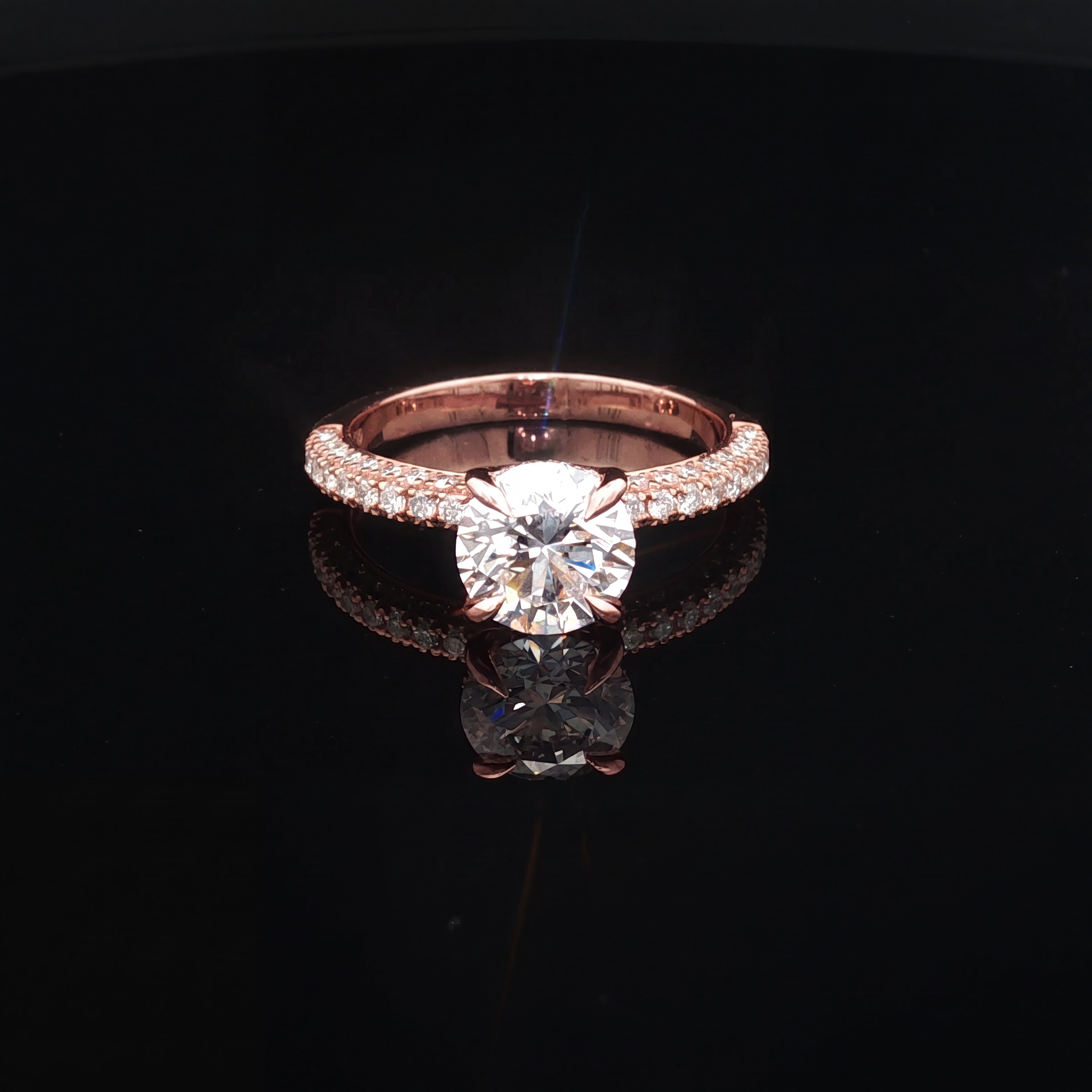 Verona -  Round Diamond Pavé Engagement Ring