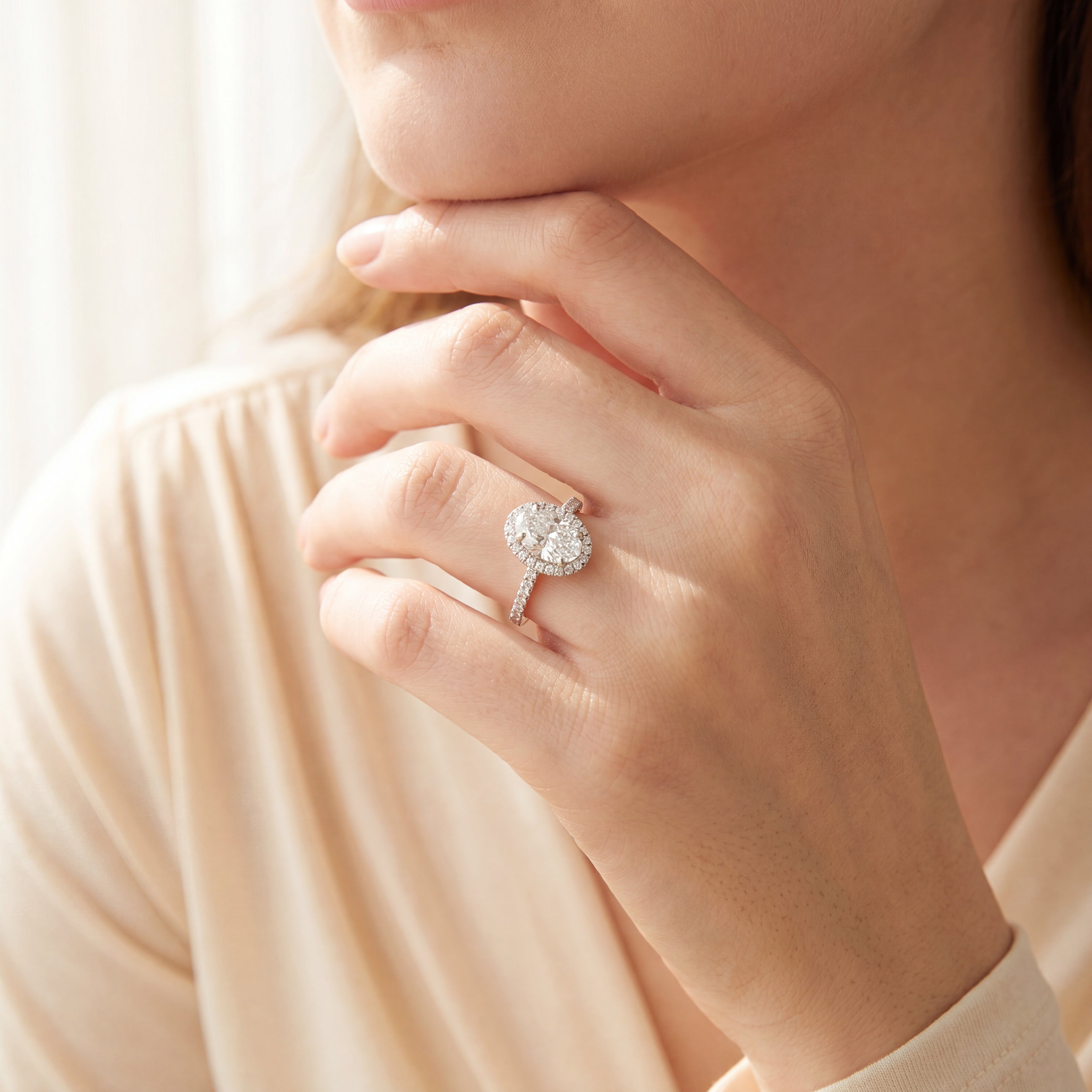 Valencia - Oval Diamond Halo Engagement Ring