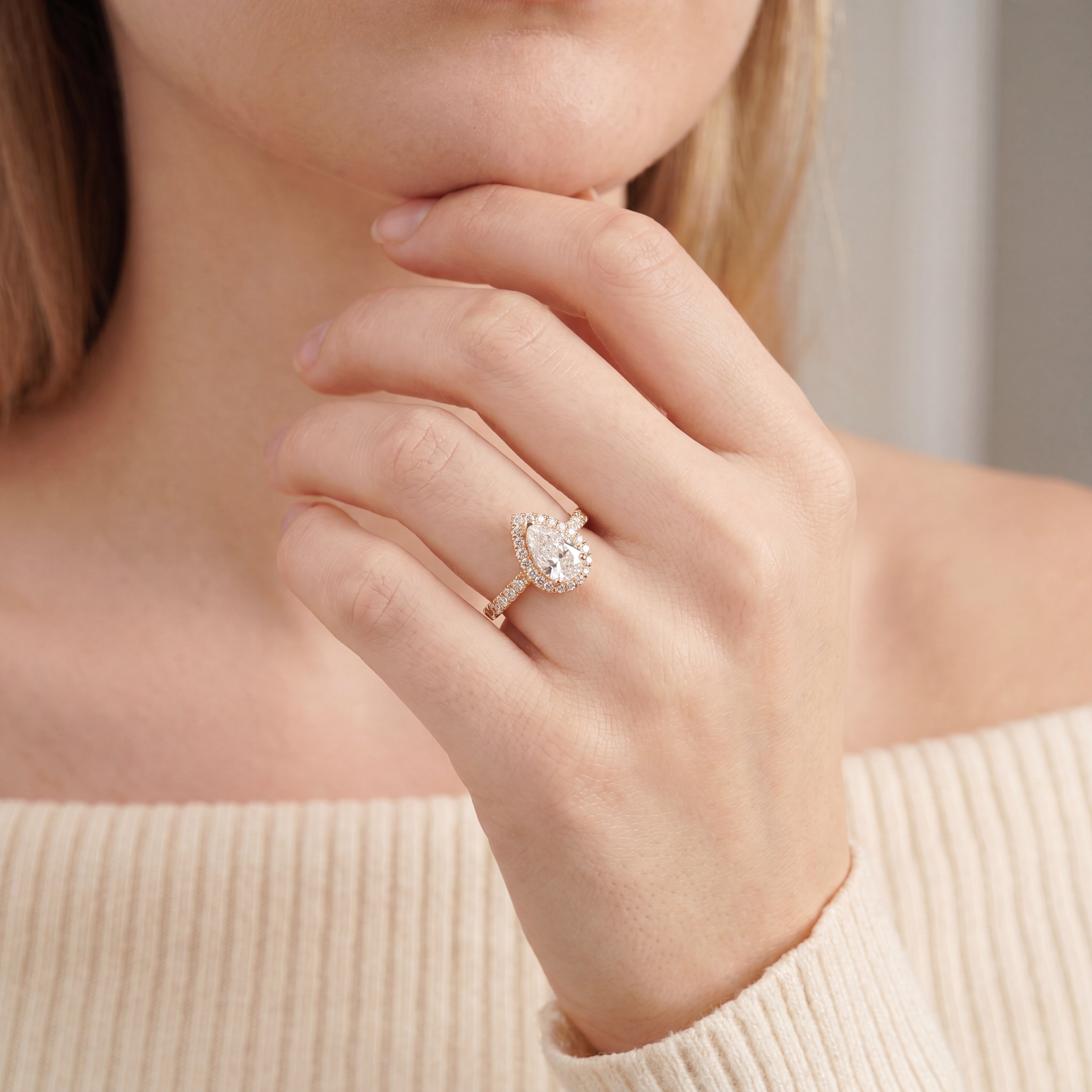 Siena - Pear Cut Diamond Halo Engagement Ring