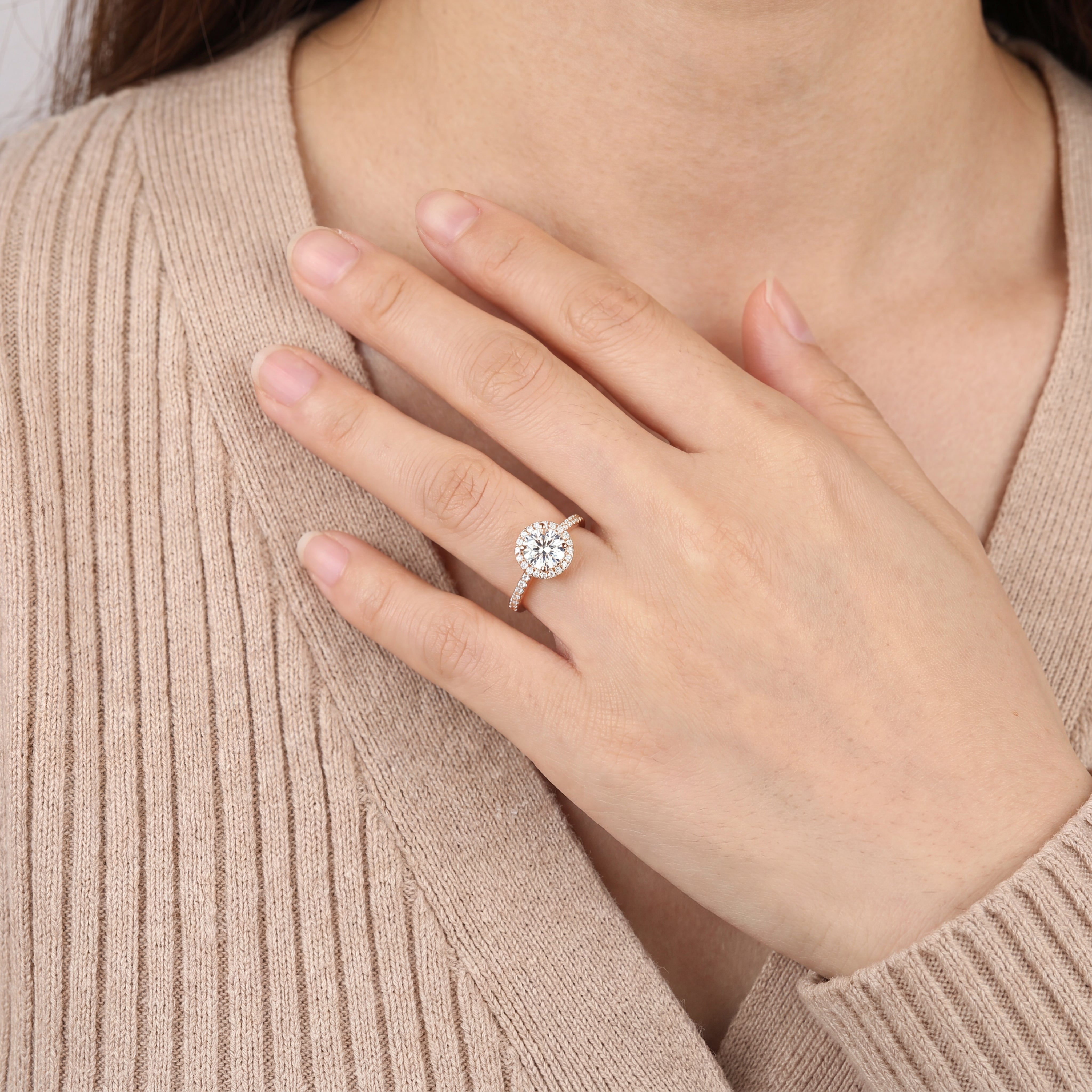 Odessa - Round Diamond Halo Engagement Ring