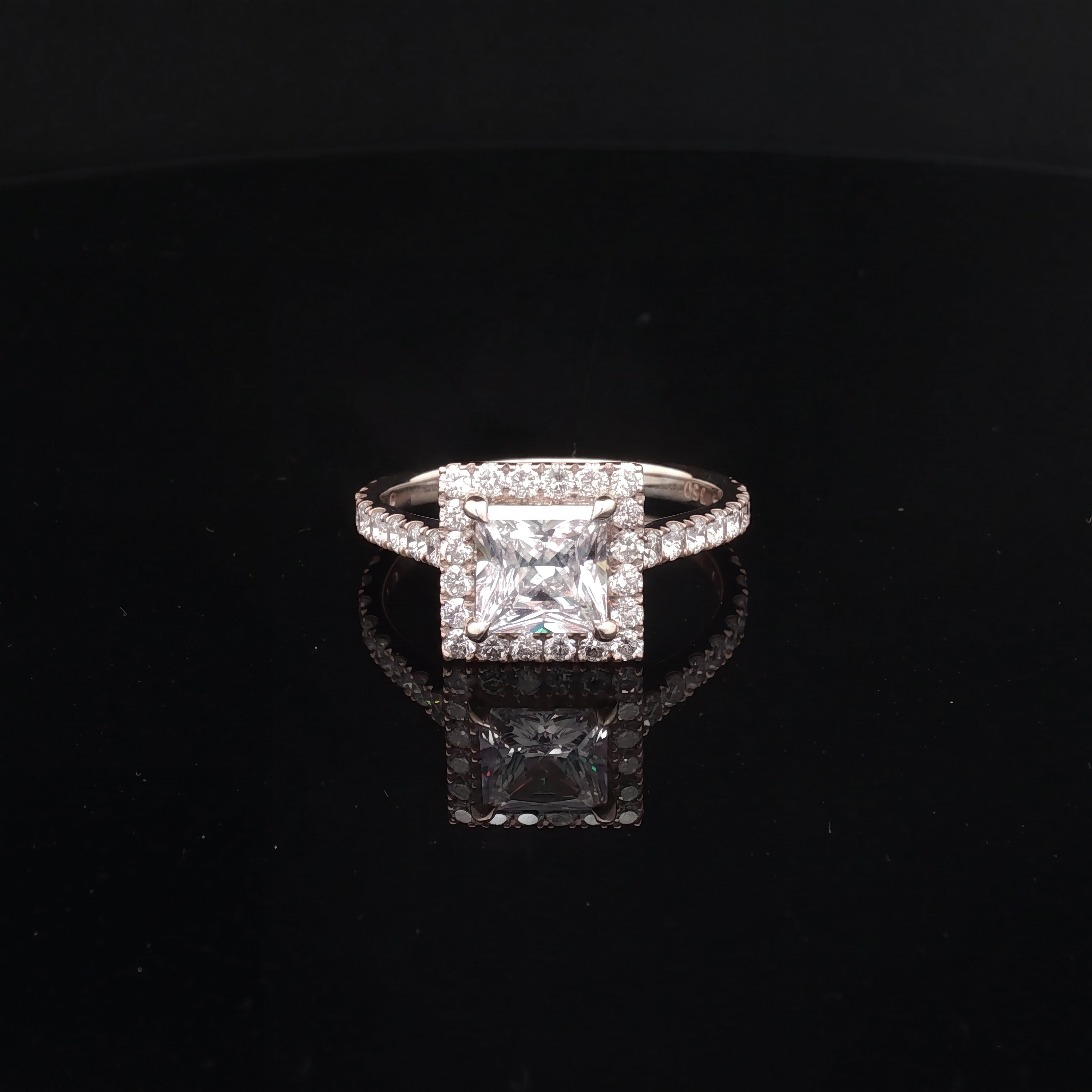 Chelsea - Princess Cut Diamond Halo Engagement Ring
