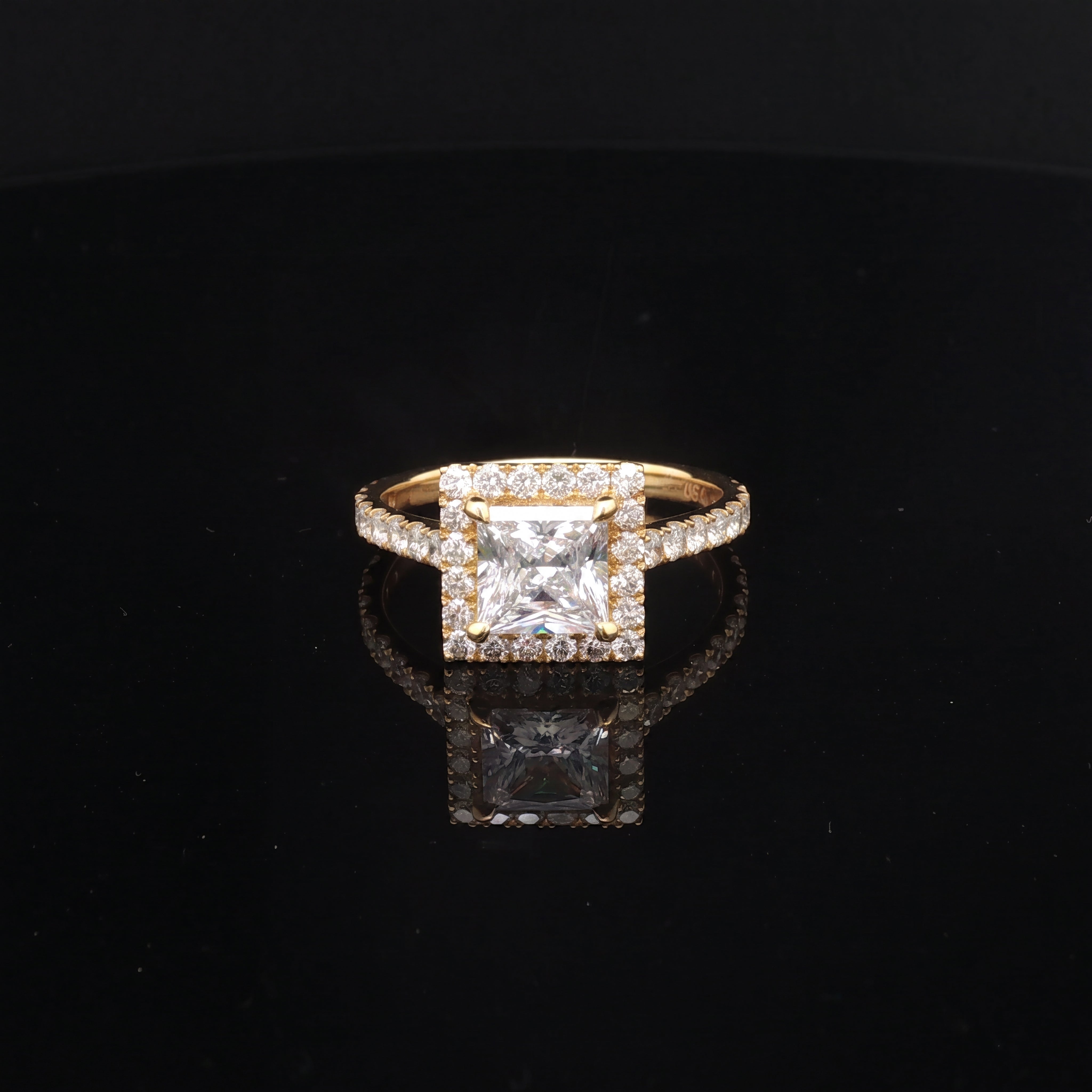 Chelsea - Princess Cut Diamond Halo Engagement Ring