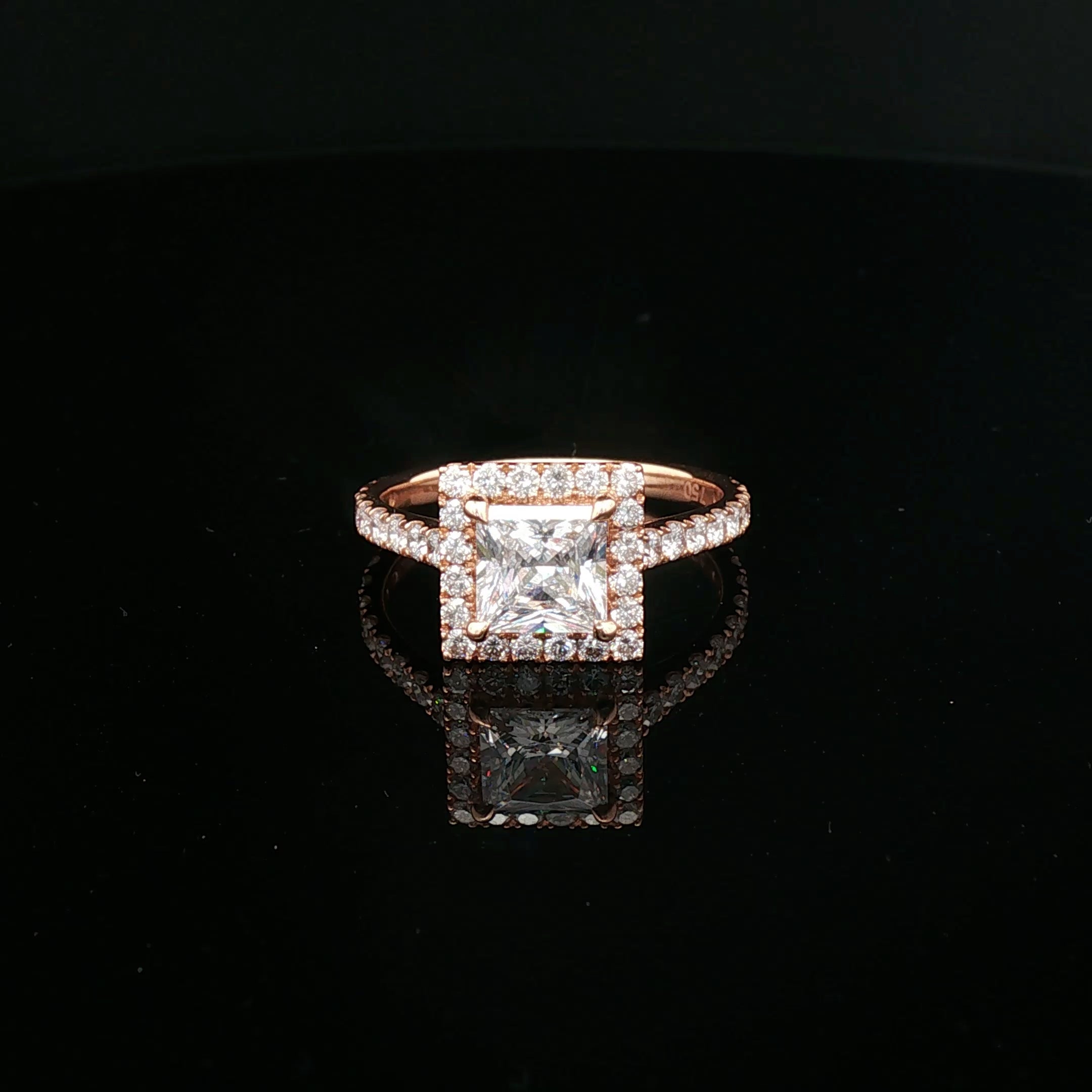 Chelsea - Rose Gold Princess Cut Diamond Halo Engagement Ring