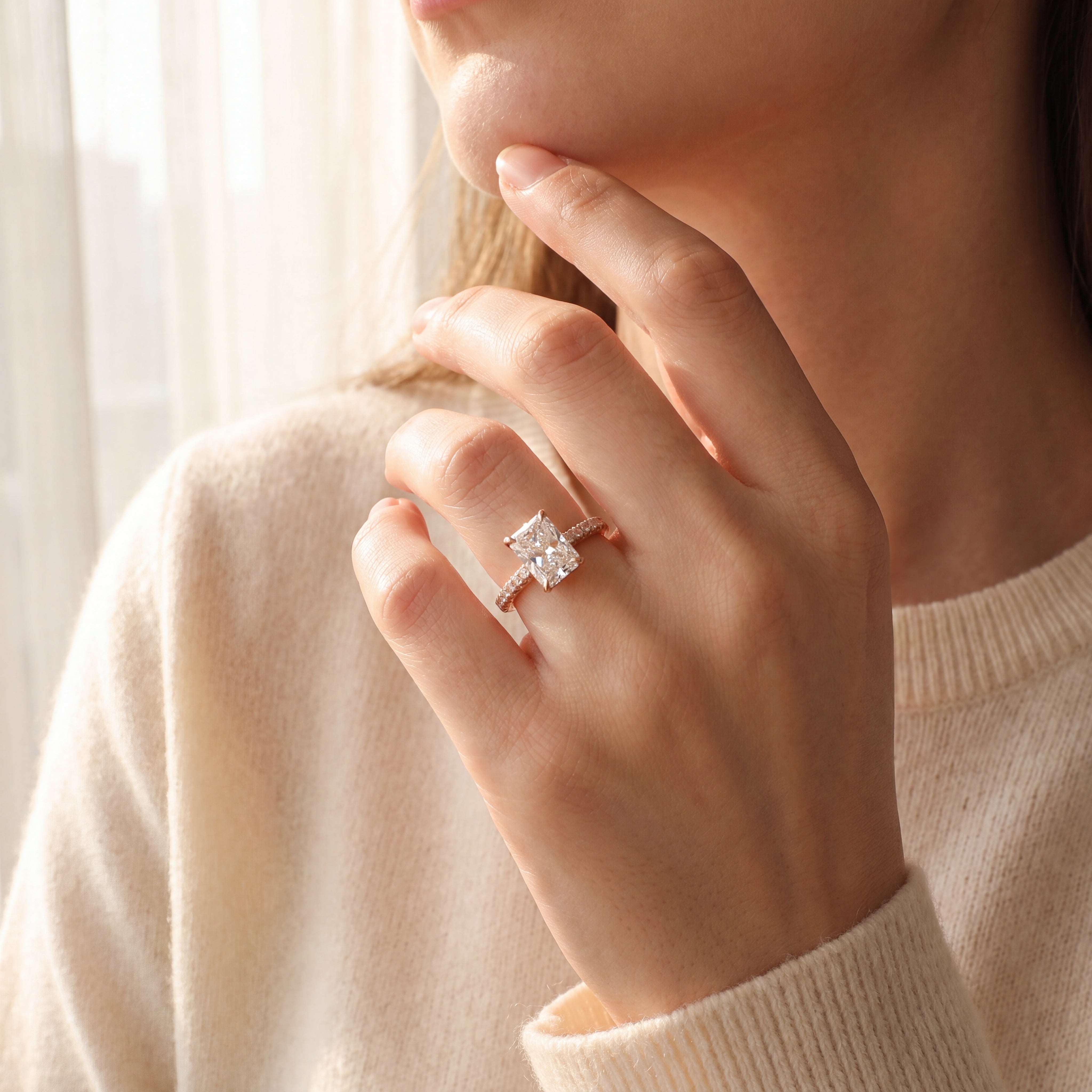 Catalina - Radiant Cut Diamond Pavé Ring