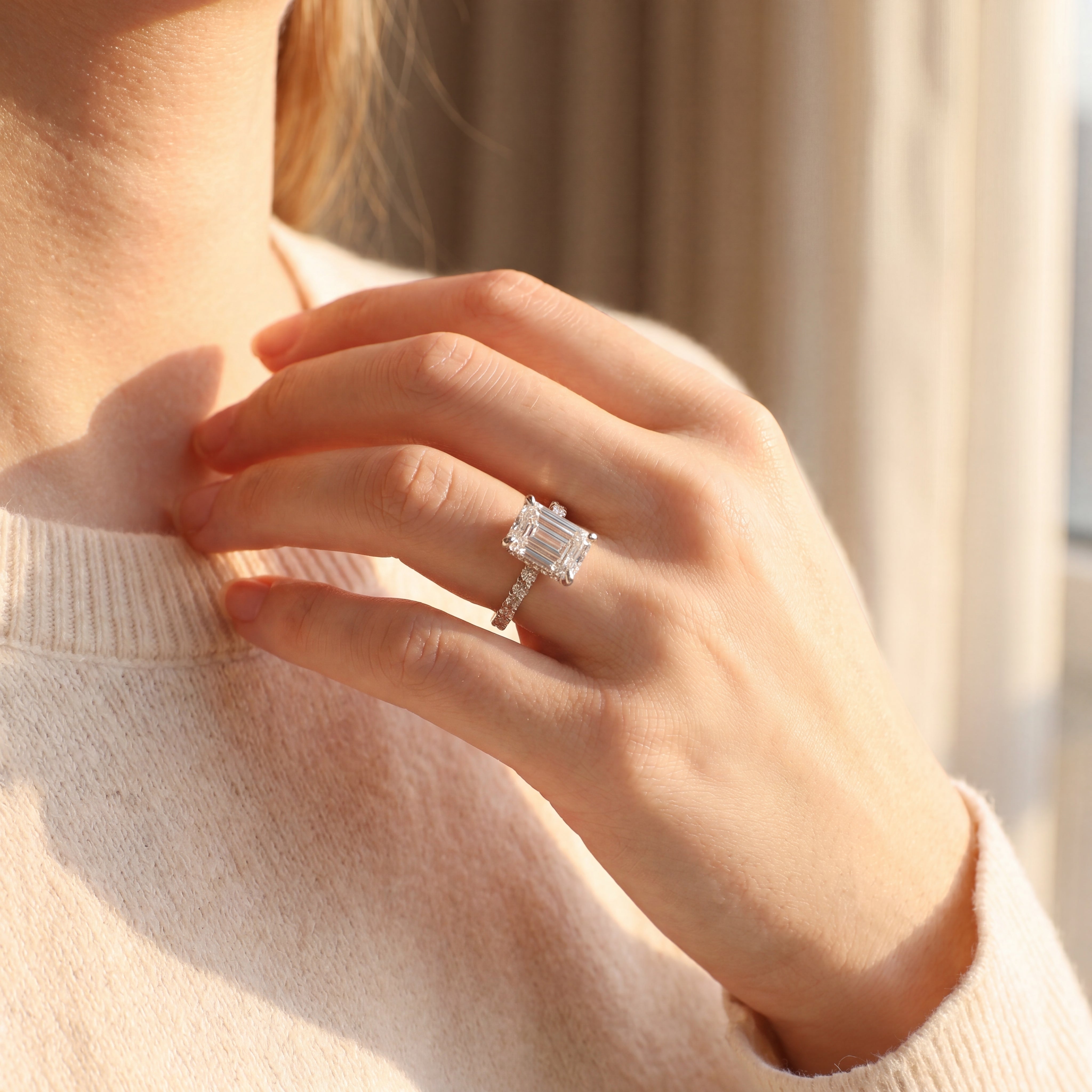 Capri - Emerald Cut Diamond Engagement Ring