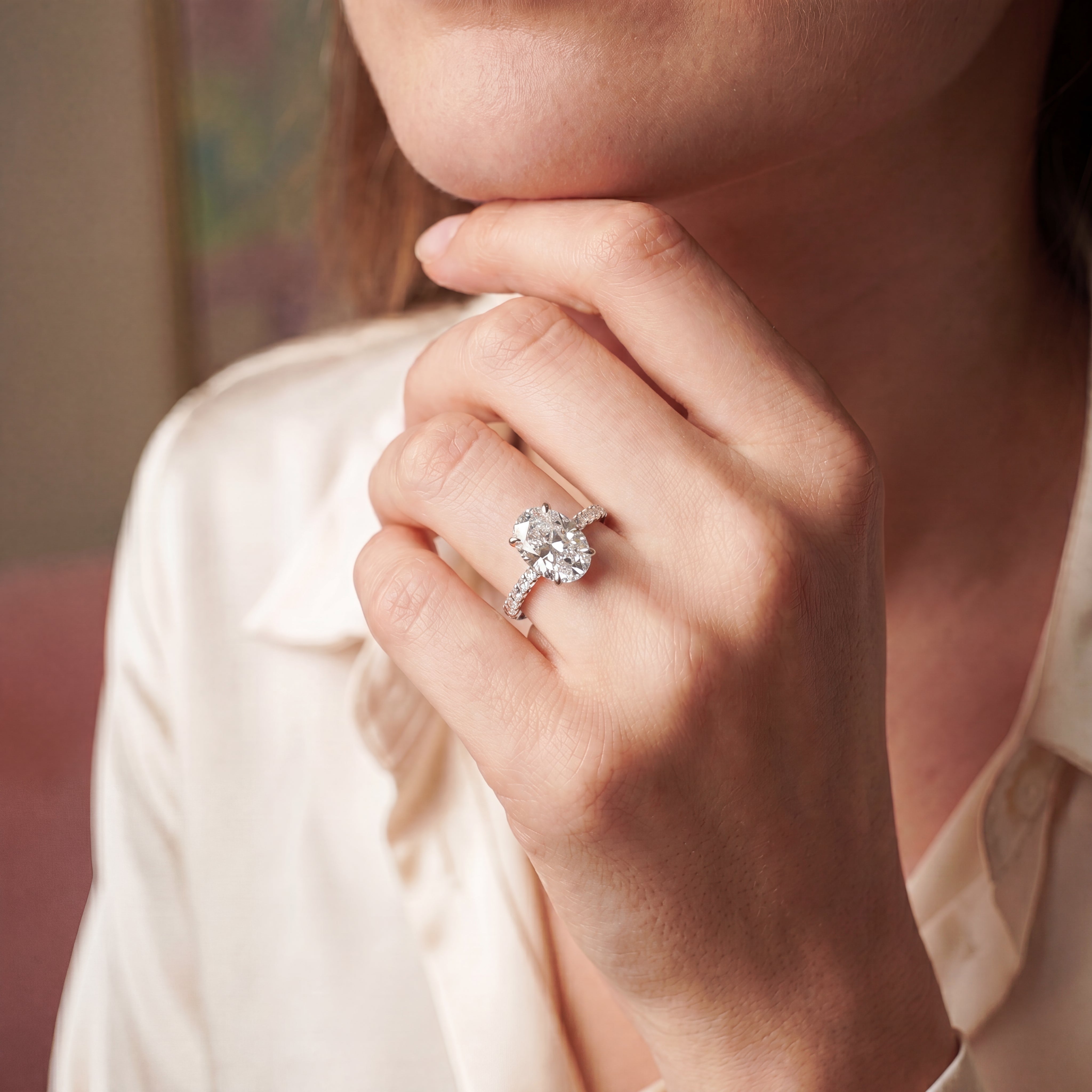 Ravenna - Oval Diamond Solitaire Ring With Claw Set Band