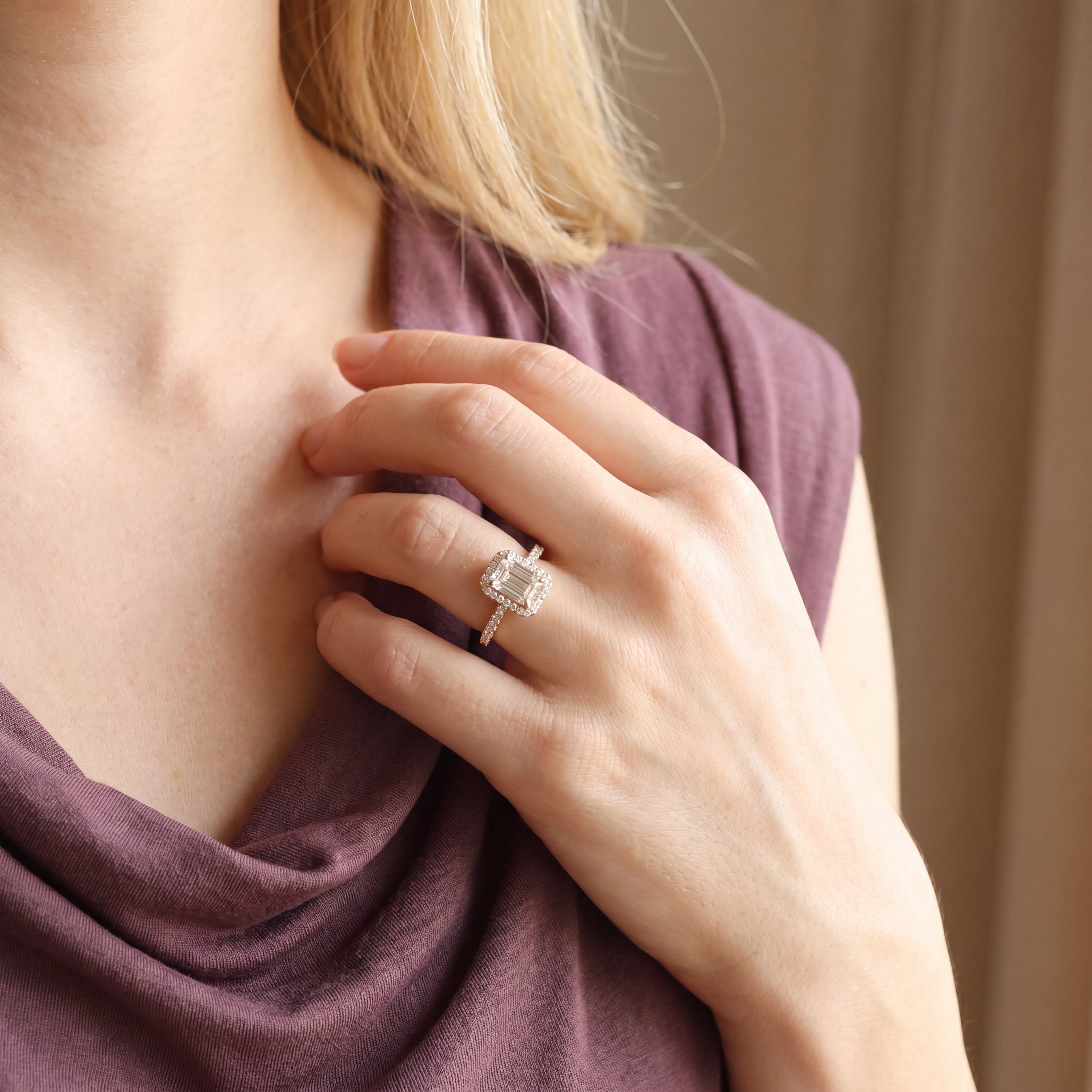 Venice - Emerald Cut Diamond Halo Engagement Ring