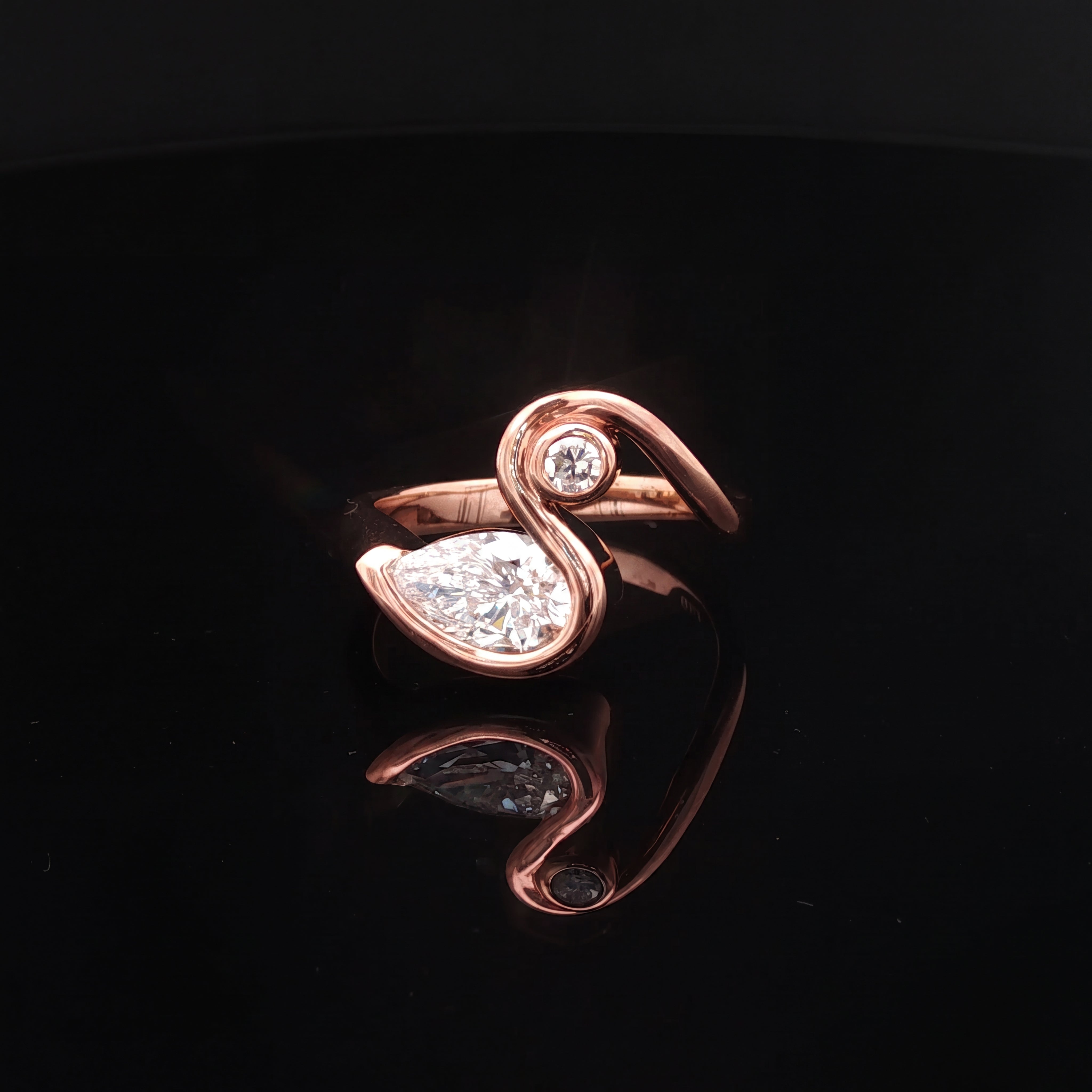 Milana - Pear and Round Diamond Ring