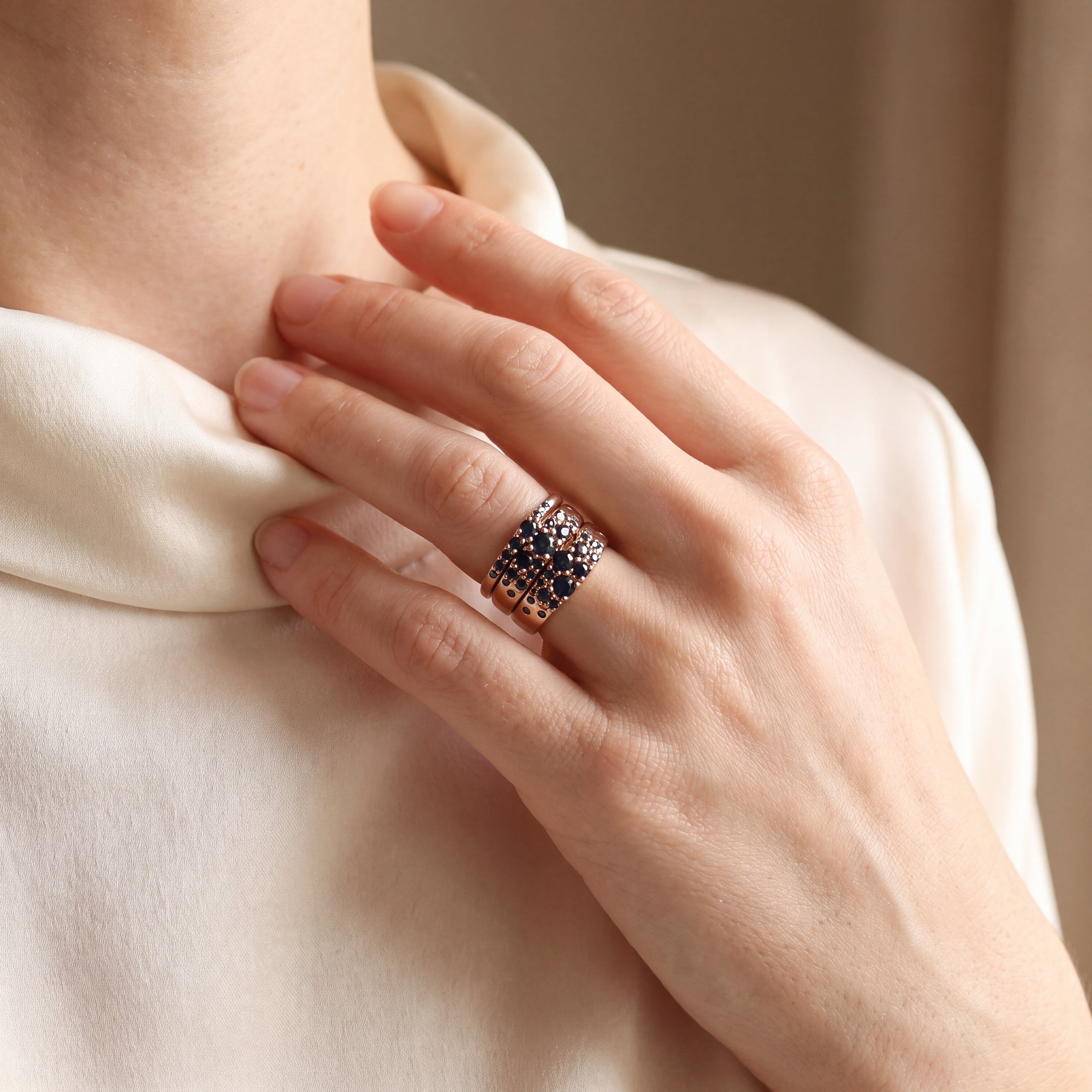 Aura - Deep Blue Sapphire Multi-Stone Ring in Yellow Gold Gold