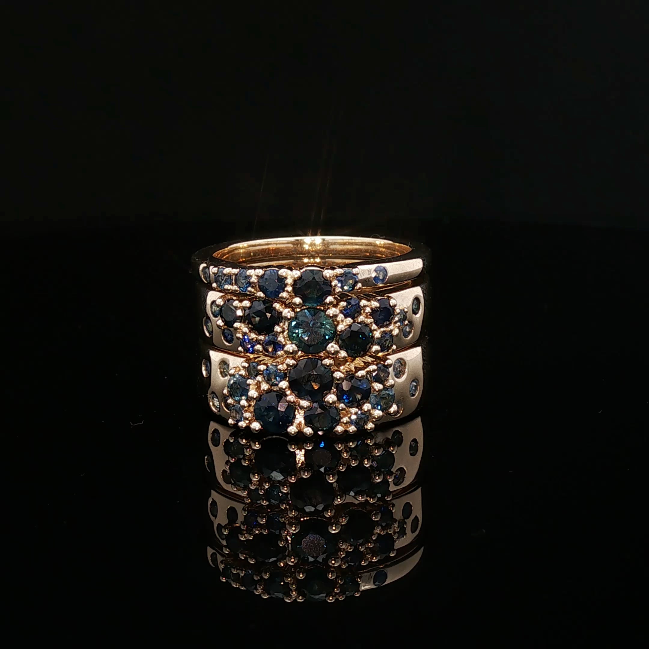 Aura - Deep Blue Sapphire Multi-Stone Ring in Yellow Gold Gold