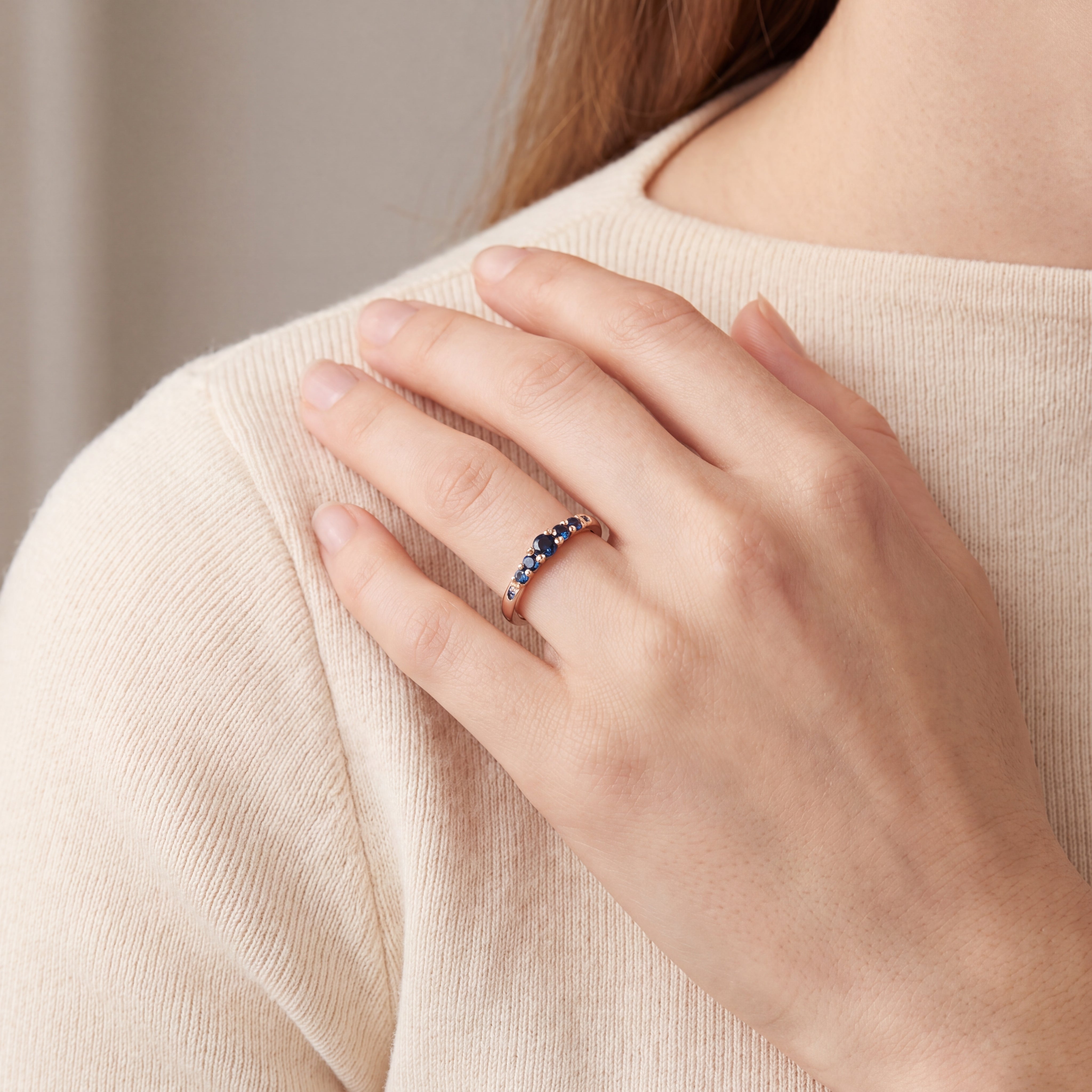 Aura - Deep Blue Sapphire Multi-Stone Ring in Yellow Gold Gold