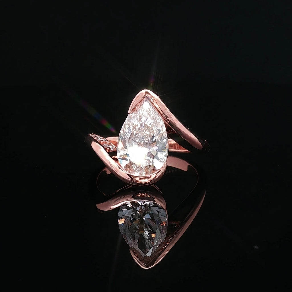 Positano - Pear-Shaped Diamond Bypass Solitaire Ring