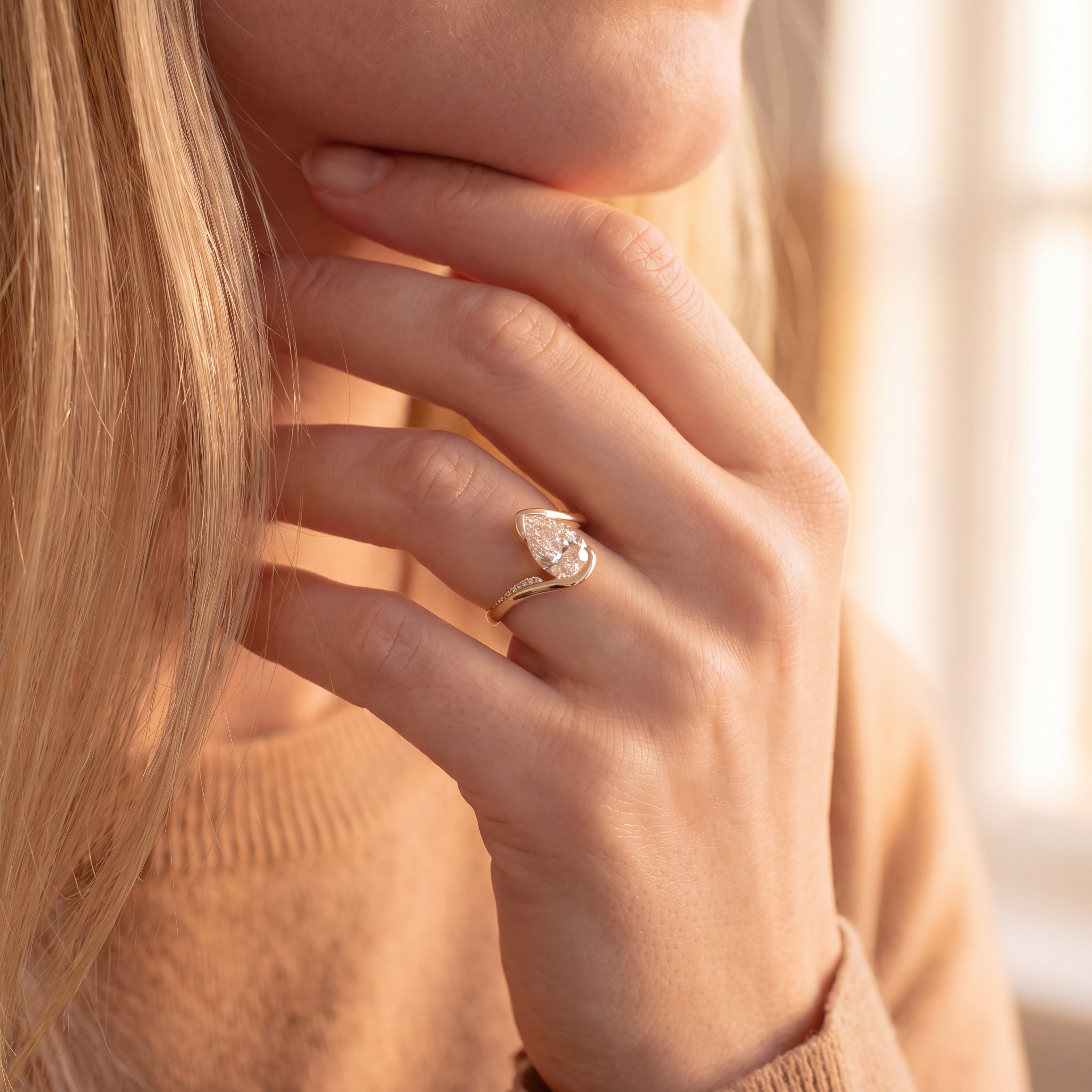 Positano - Pear-Shaped Diamond Bypass Solitaire Ring