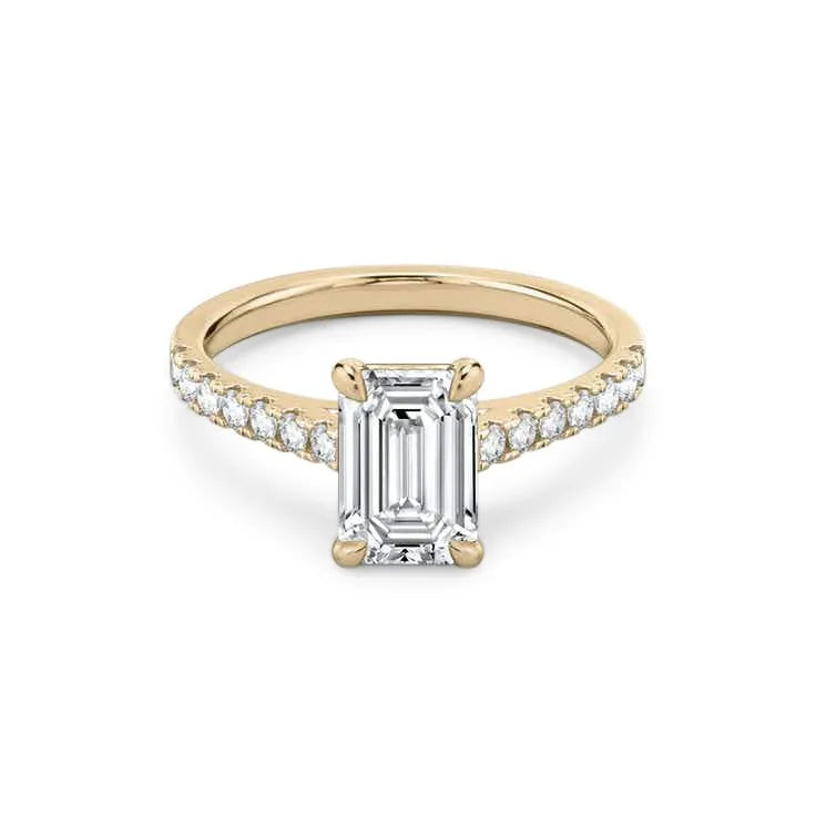 Carla – Emerald Cut Engagement Ring on a Micro Claw Set Diamond Band