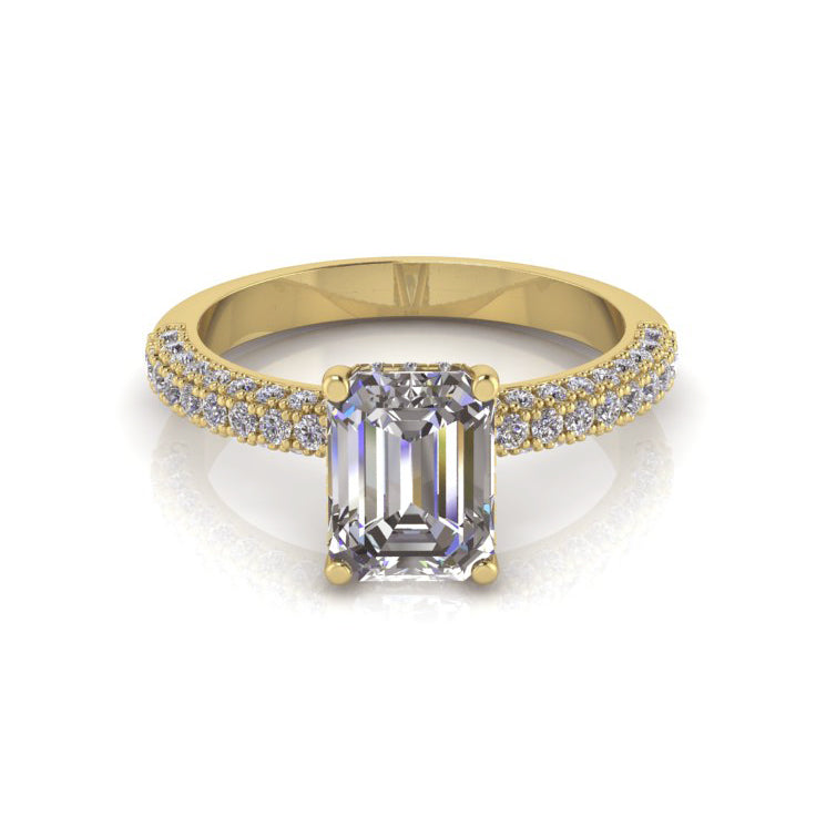 Lucy- Emerald Cut Engagement Ring With A Hidden Halo