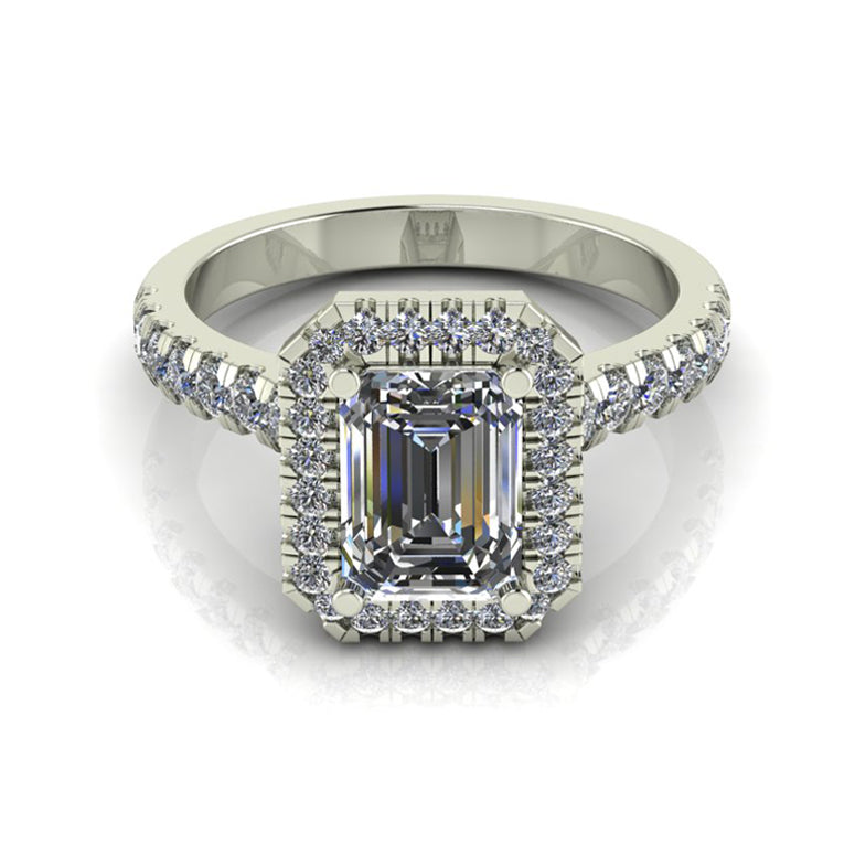 Stacey- Emerald Cut Halo Engagement Ring