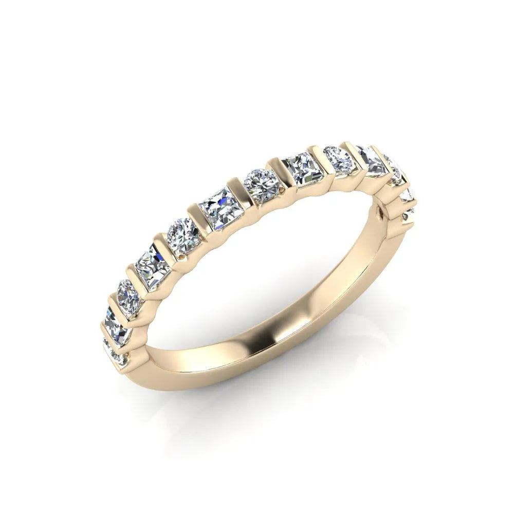 Cleo- Round and Princess Cut Diamond Band