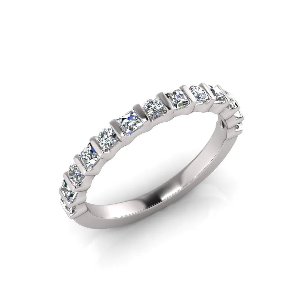 Cleo- Round and Princess Cut Diamond Band