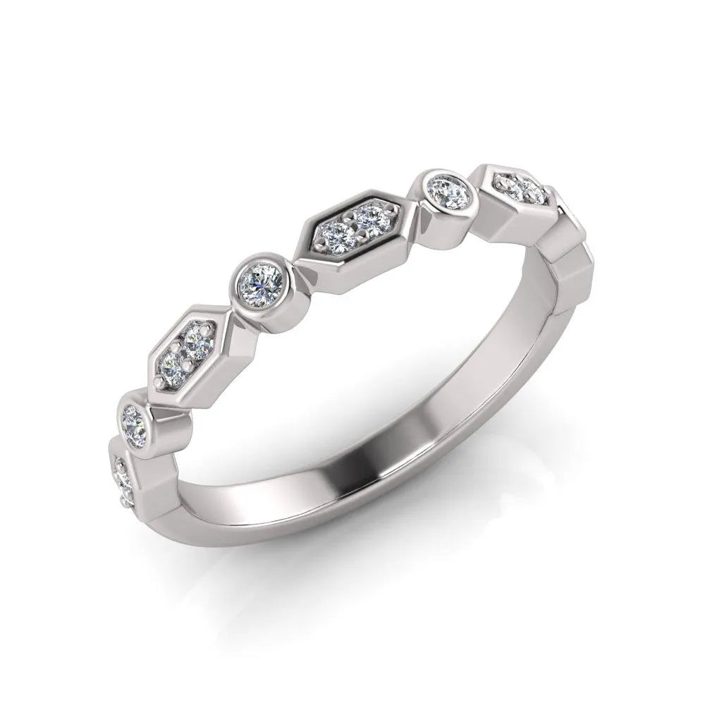 Francesca- Round Diamond Bezel and Bead Set Diamond Band