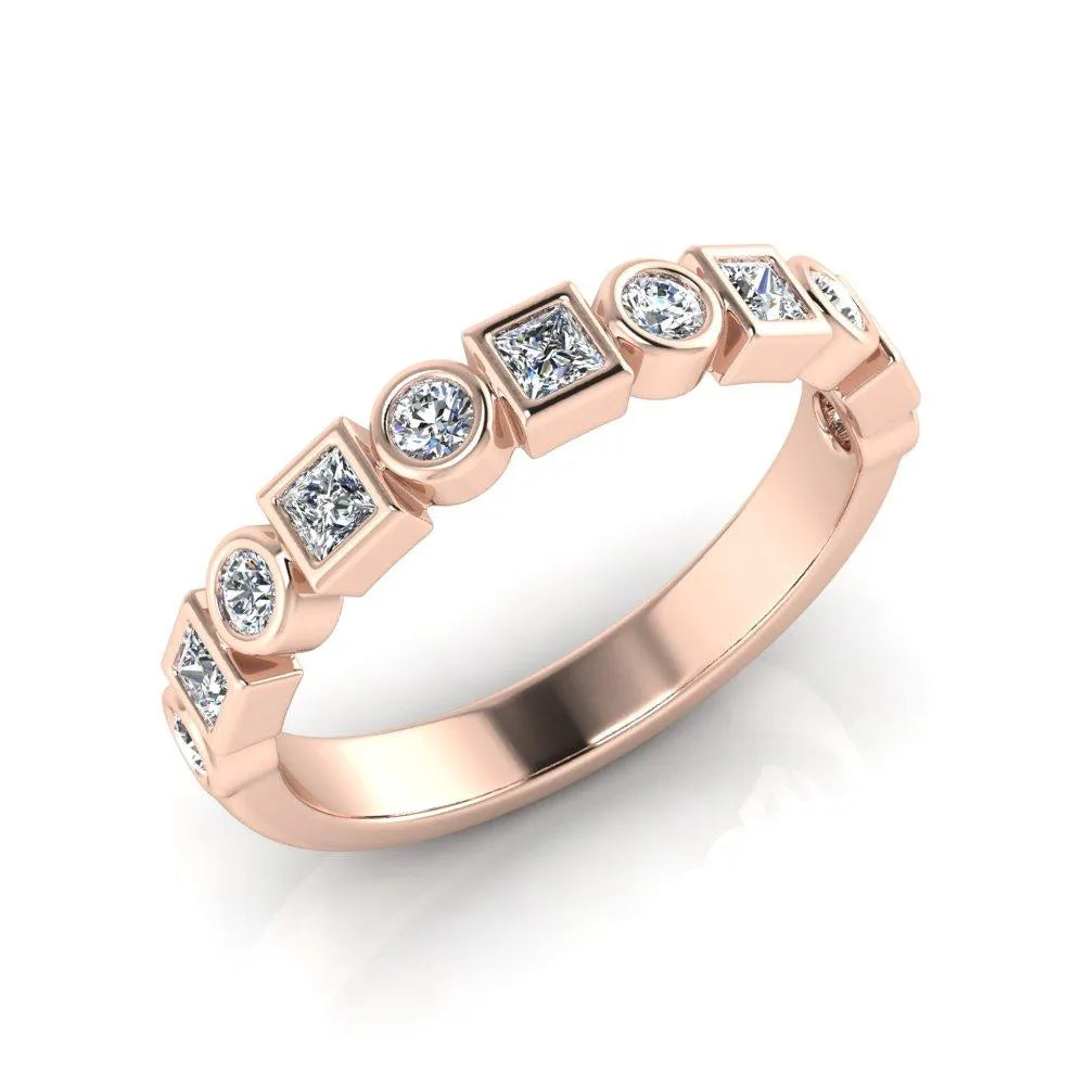 Alannah- Princess and Round Bezel Set Diamond Band