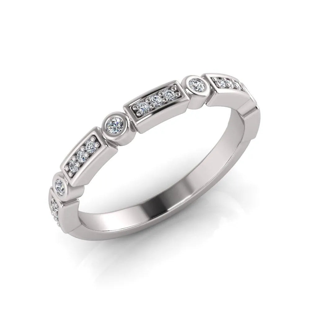 Sofia- Round Diamond Bezel and Bead Set Band