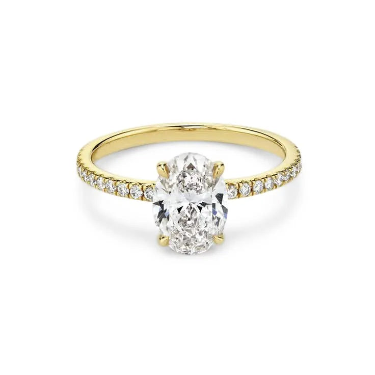 Lois – Oval Cut Engagement Ring on a Micro Claw Set Band