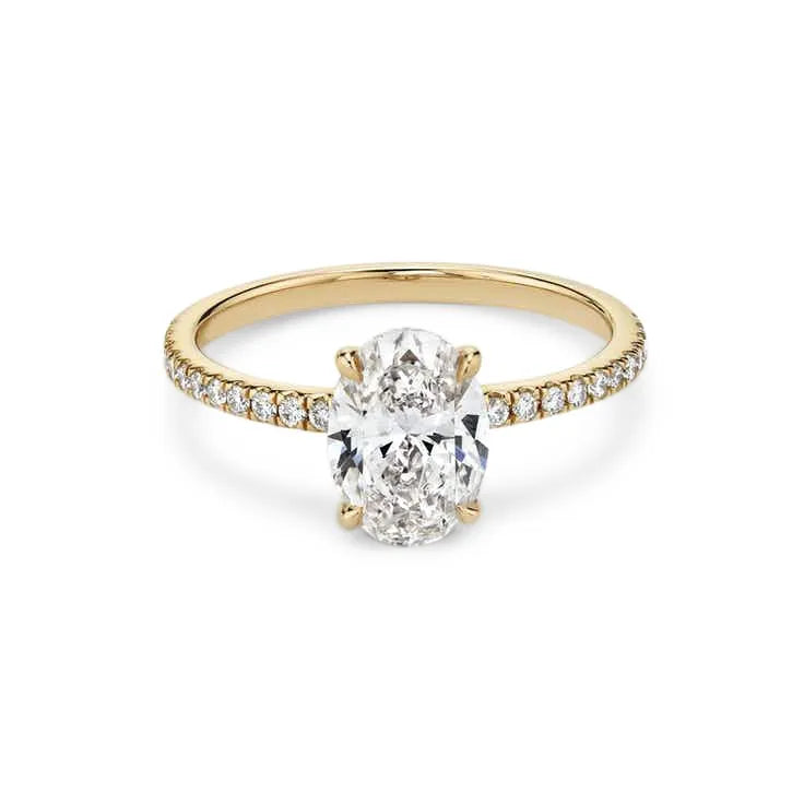 Lois – Oval Cut Engagement Ring on a Micro Claw Set Band