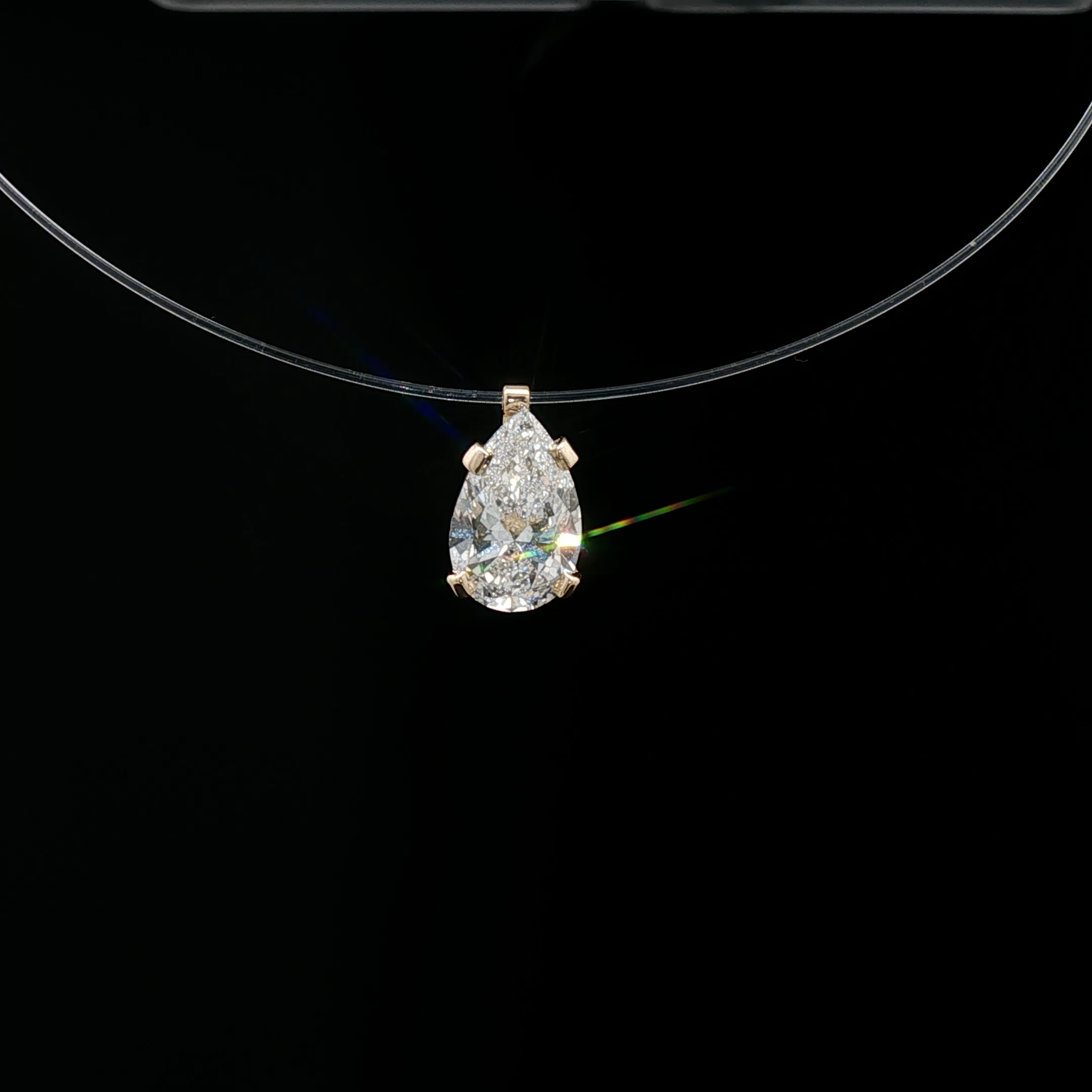 Pear Cut Diamond Illusion Necklace in Yellow Gold