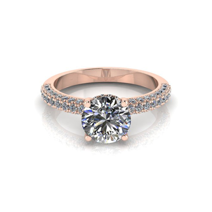 Zara- Round Cut Engagement Ring with Hidden Halo