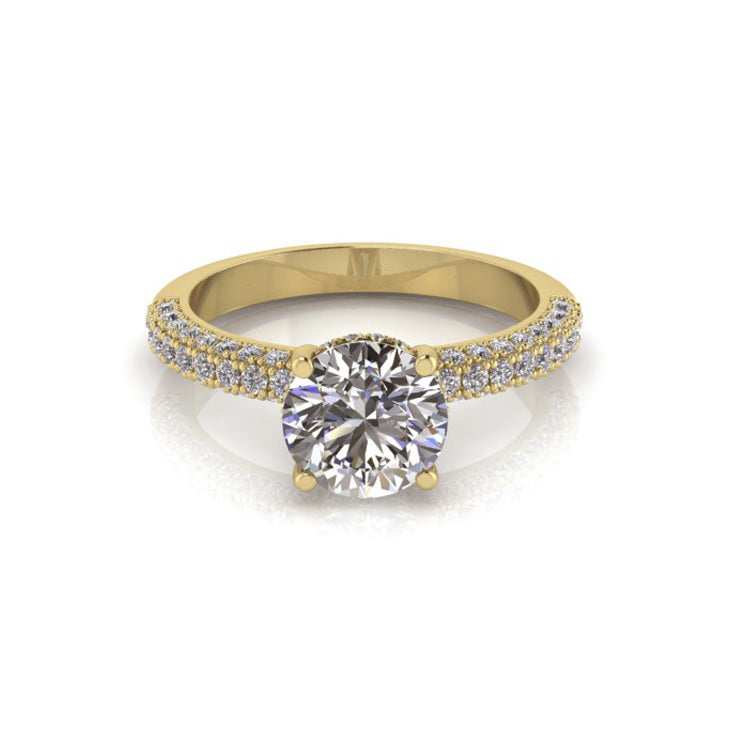 Zara- Round Cut Engagement Ring with Hidden Halo