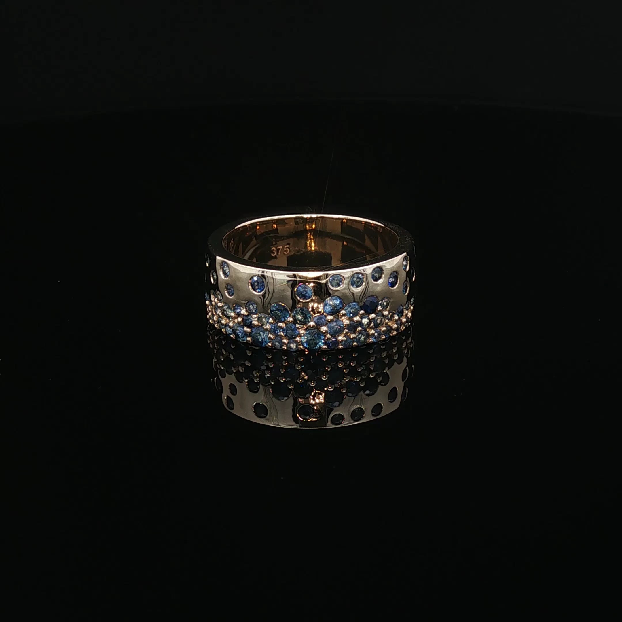Thalassa - Scattered Royal Blue Sapphire Band Ring in Rose Gold