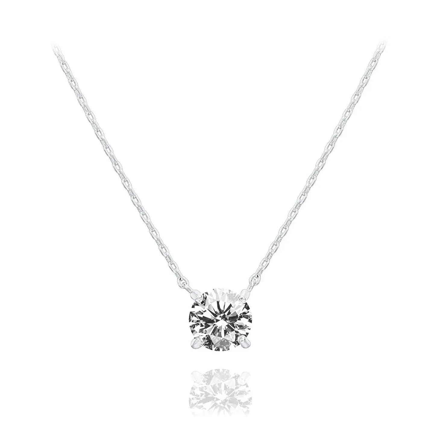 Round 4 Claw Diamond Pendant Necklace