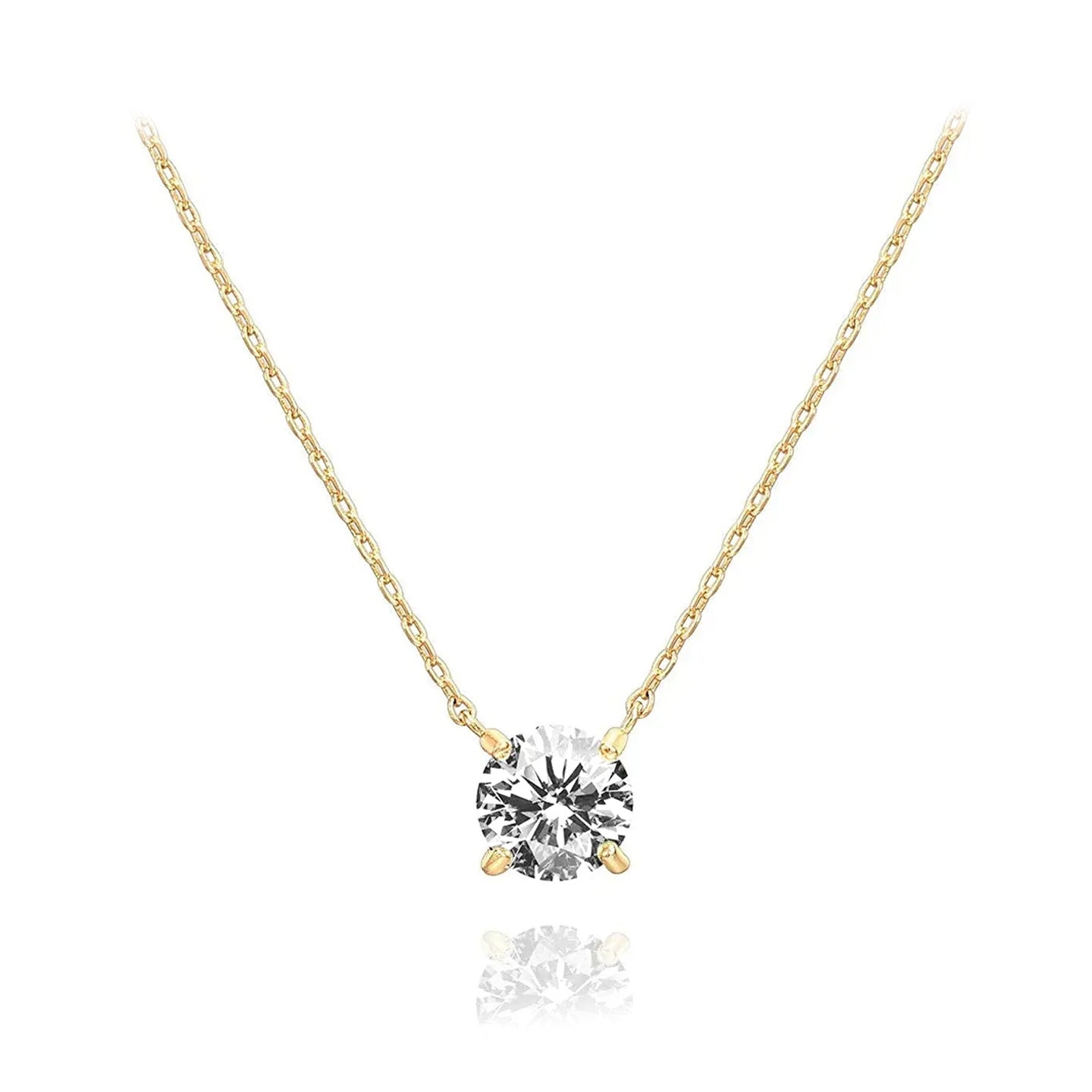 Round 4 Claw Diamond Pendant Necklace