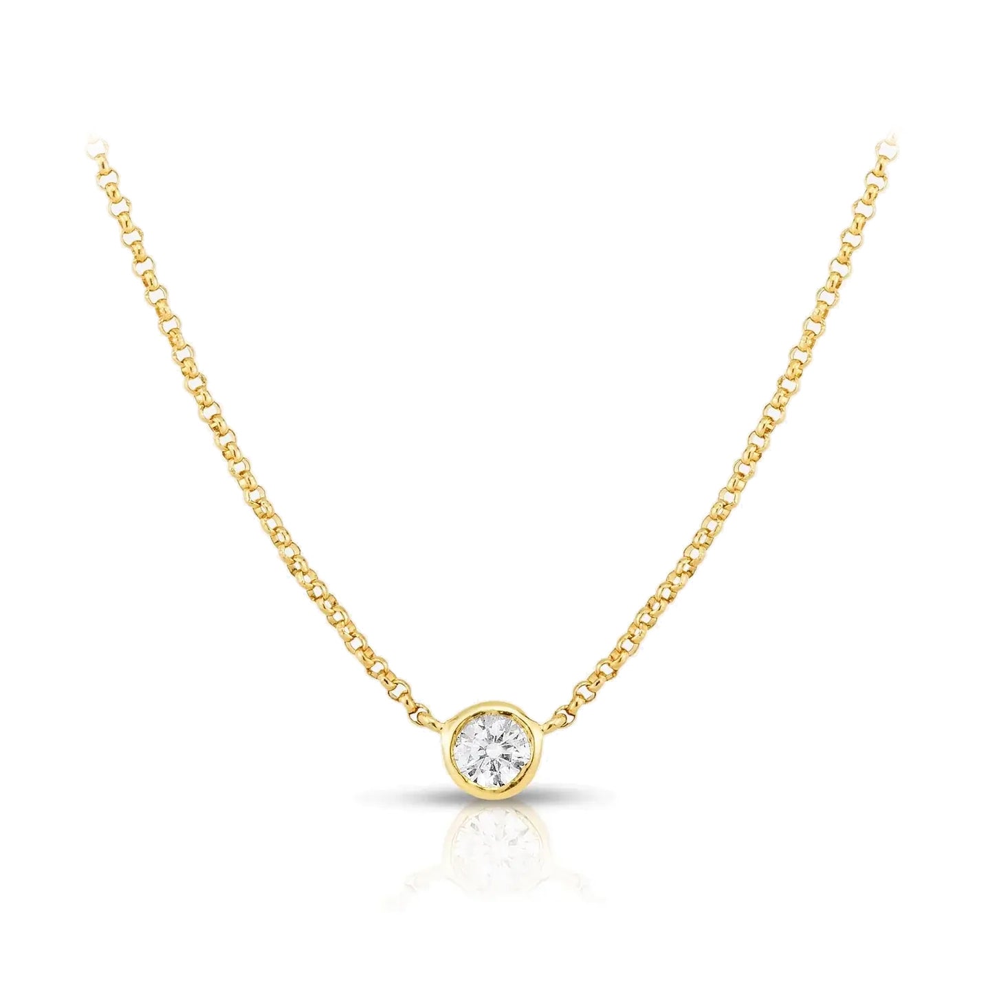 Round Shape Bezel Diamond Pendant Necklace